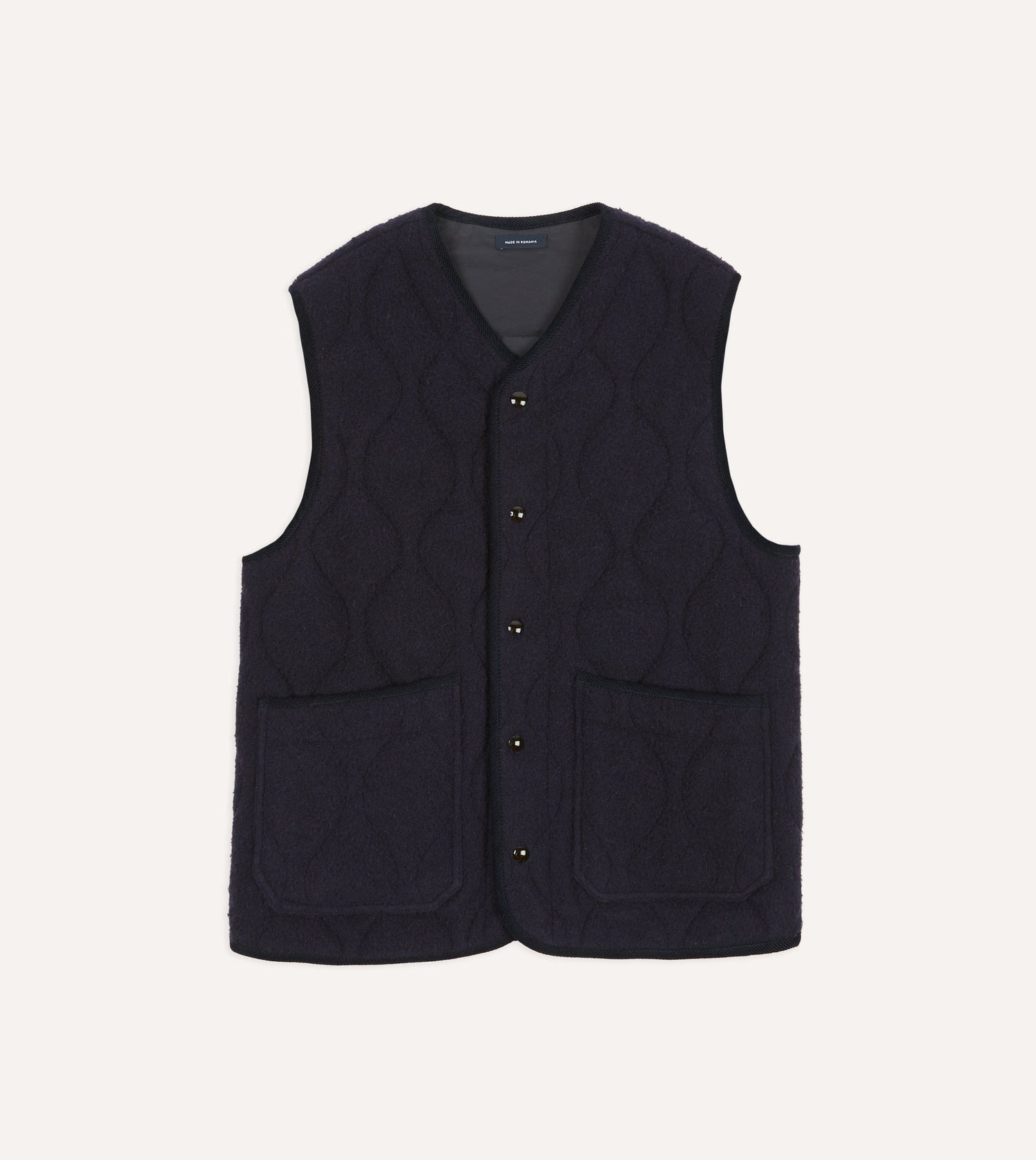 Navy Quilted Casentino Snap Vest