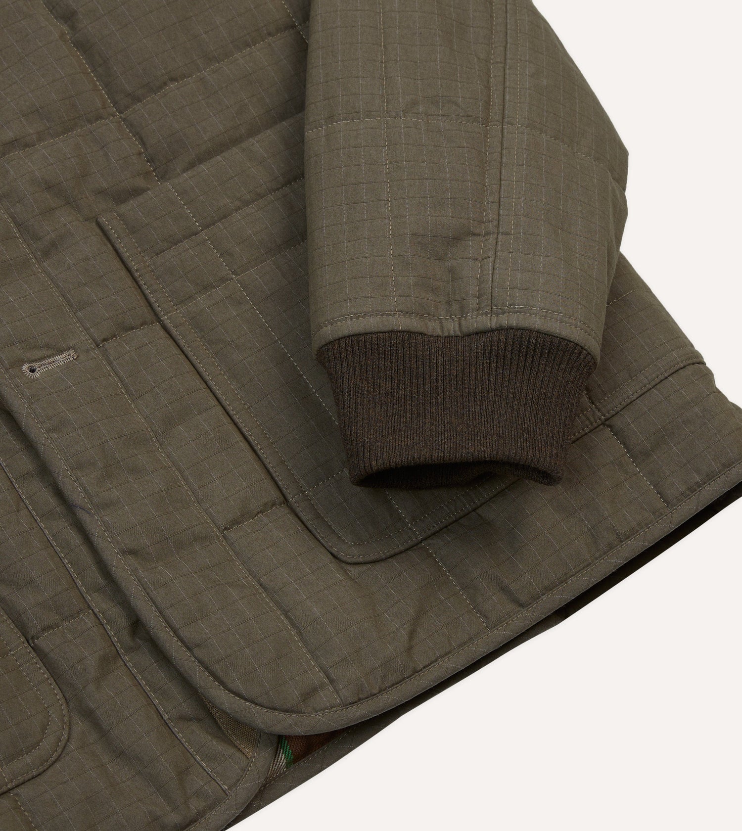 Olive Ripstop Quilted Chore Jacket