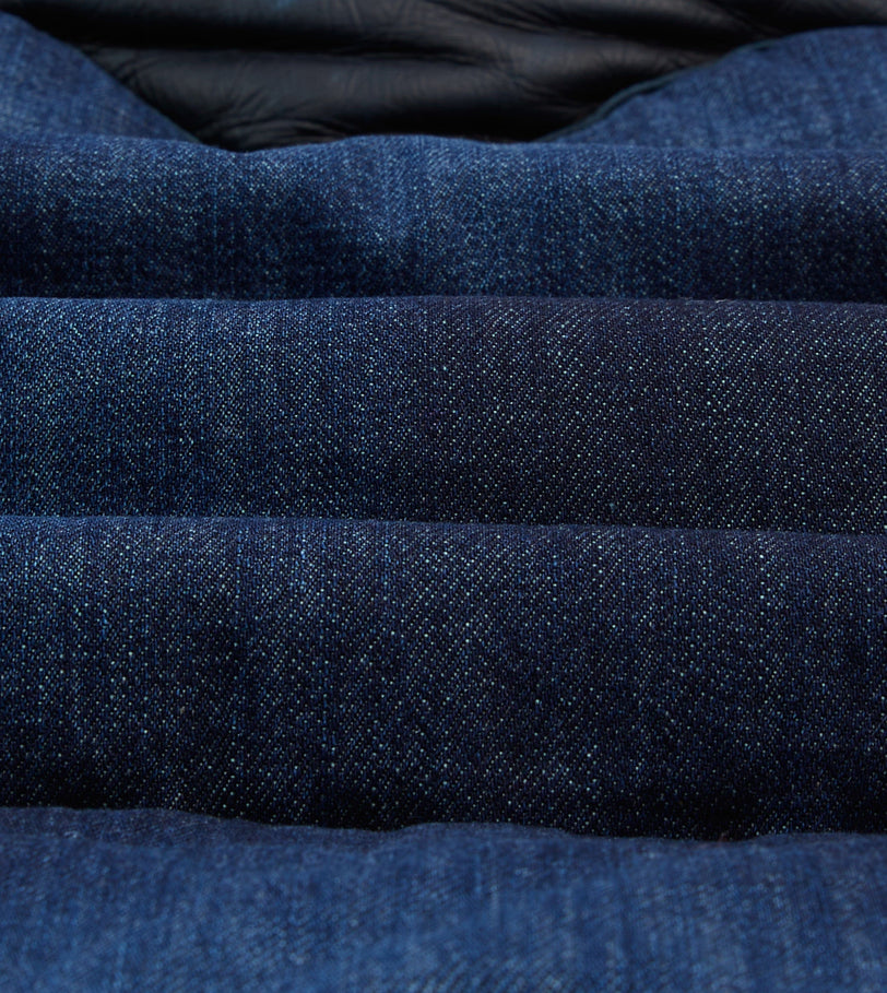 Rocky Mountain Featherbed for Drake's Indigo Denim Christy Down Vest