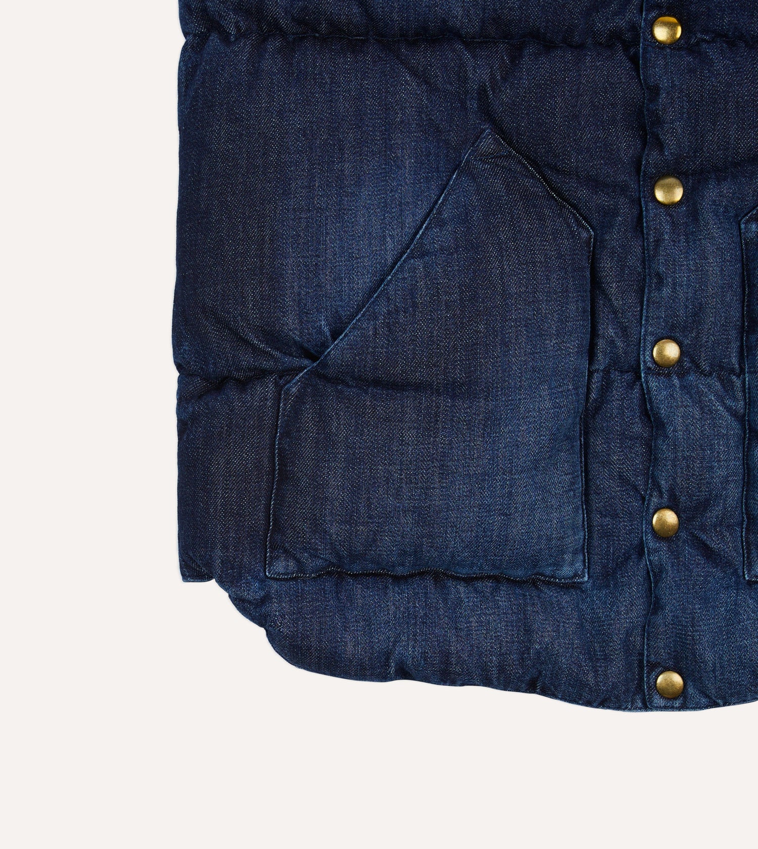 Rocky Mountain Featherbed for Drake's Indigo Denim Christy Down Vest