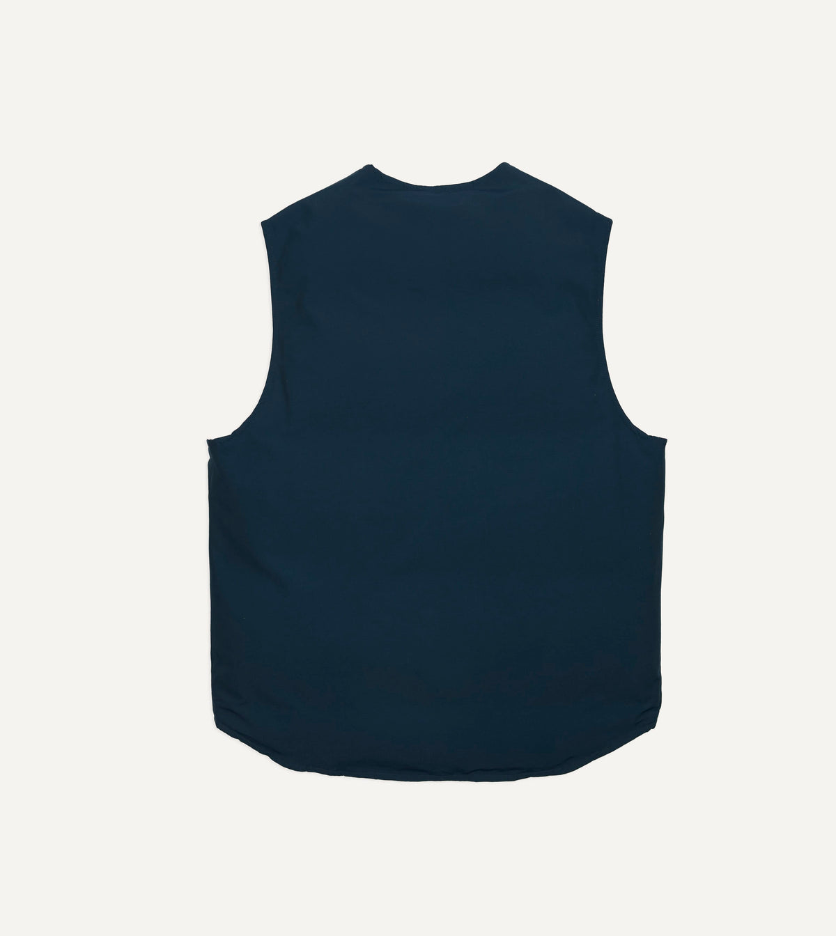 Blue and Ecru Cotton-Nylon Reversible Down Vest