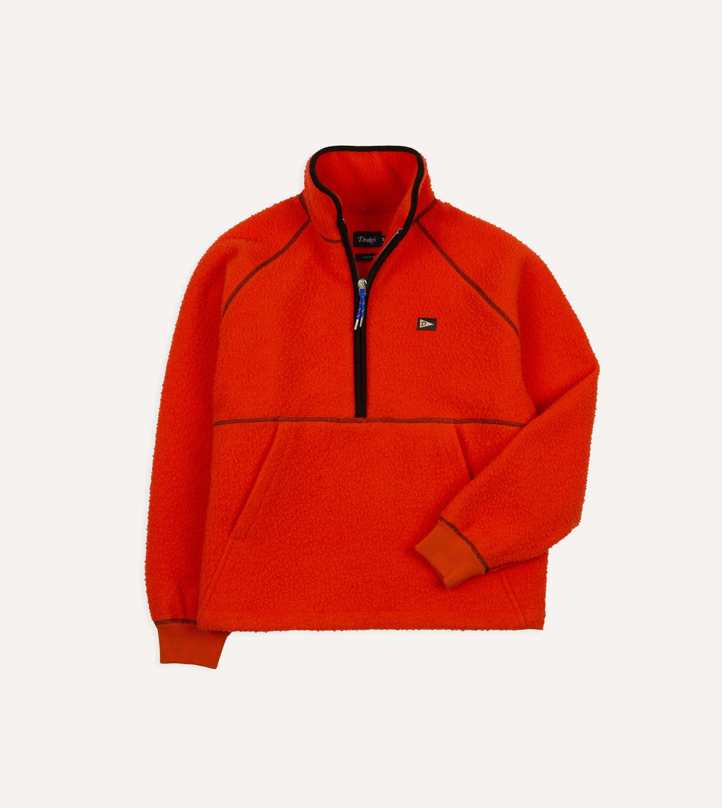 Orange Casentino Wool Half-Zip Pullover Fleece – Drakes