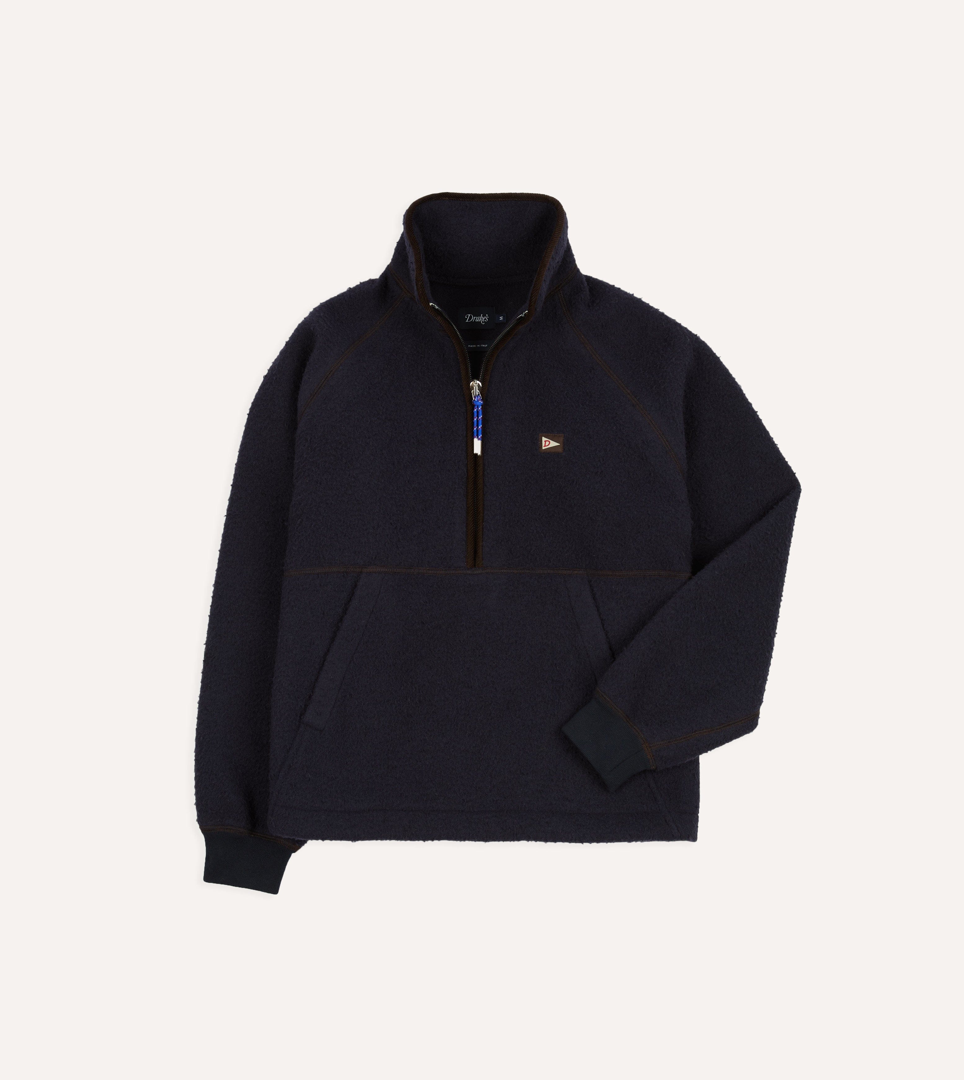 Navy Casentino Wool Half-Zip Pullover Fleece