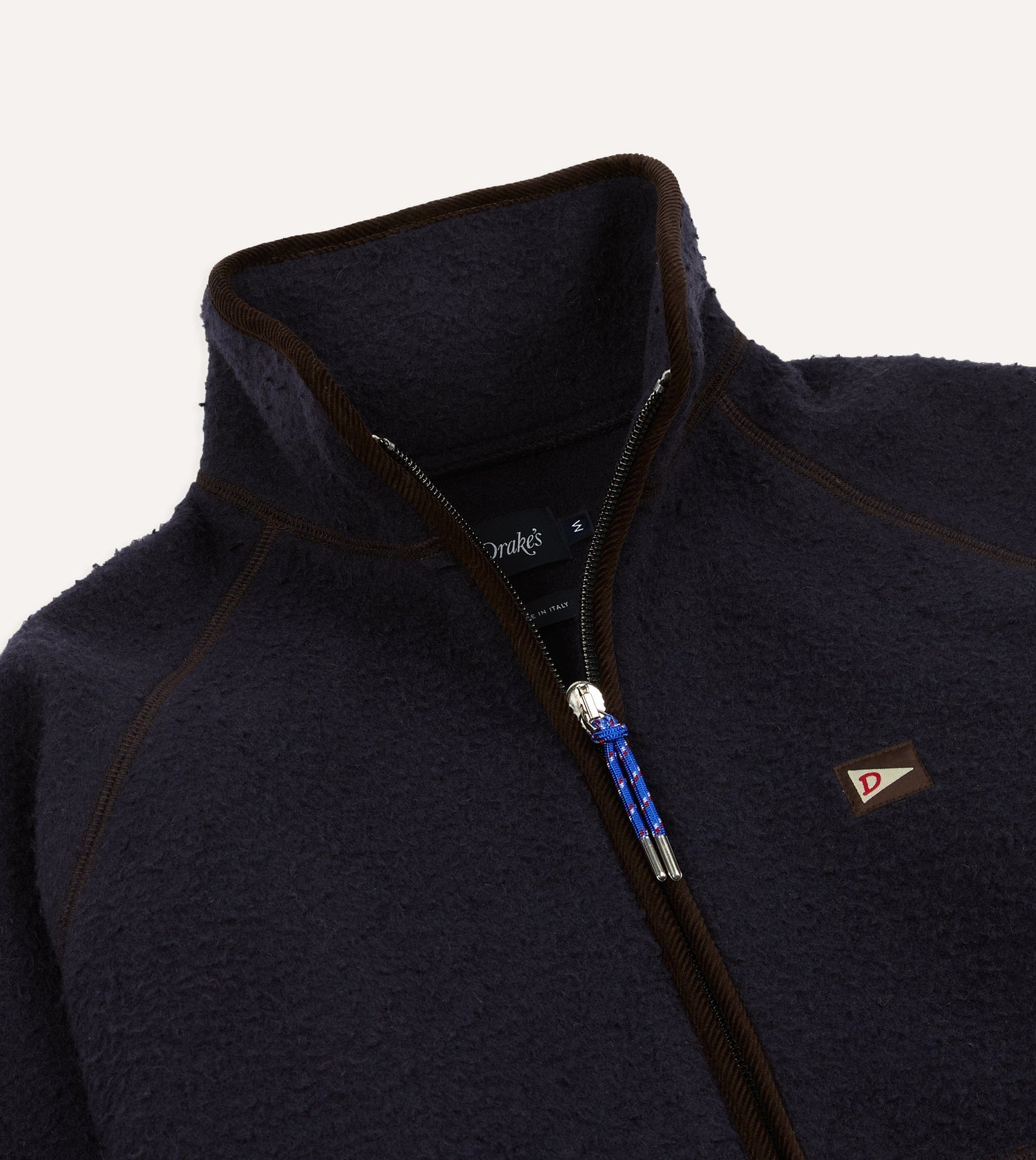 Navy Casentino Wool Half-Zip Pullover Fleece