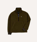 Olive Casentino Wool Half-Zip Pullover Fleece