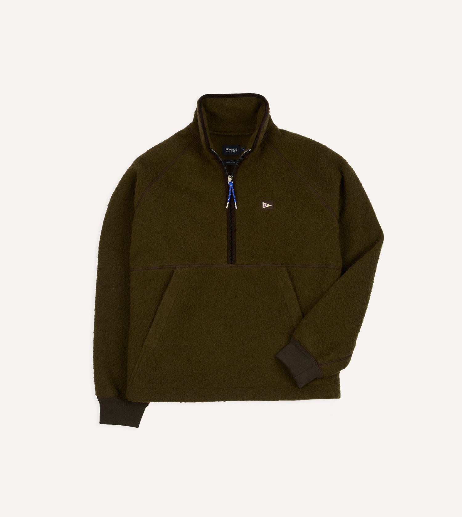 Olive Casentino Wool Half-Zip Pullover Fleece