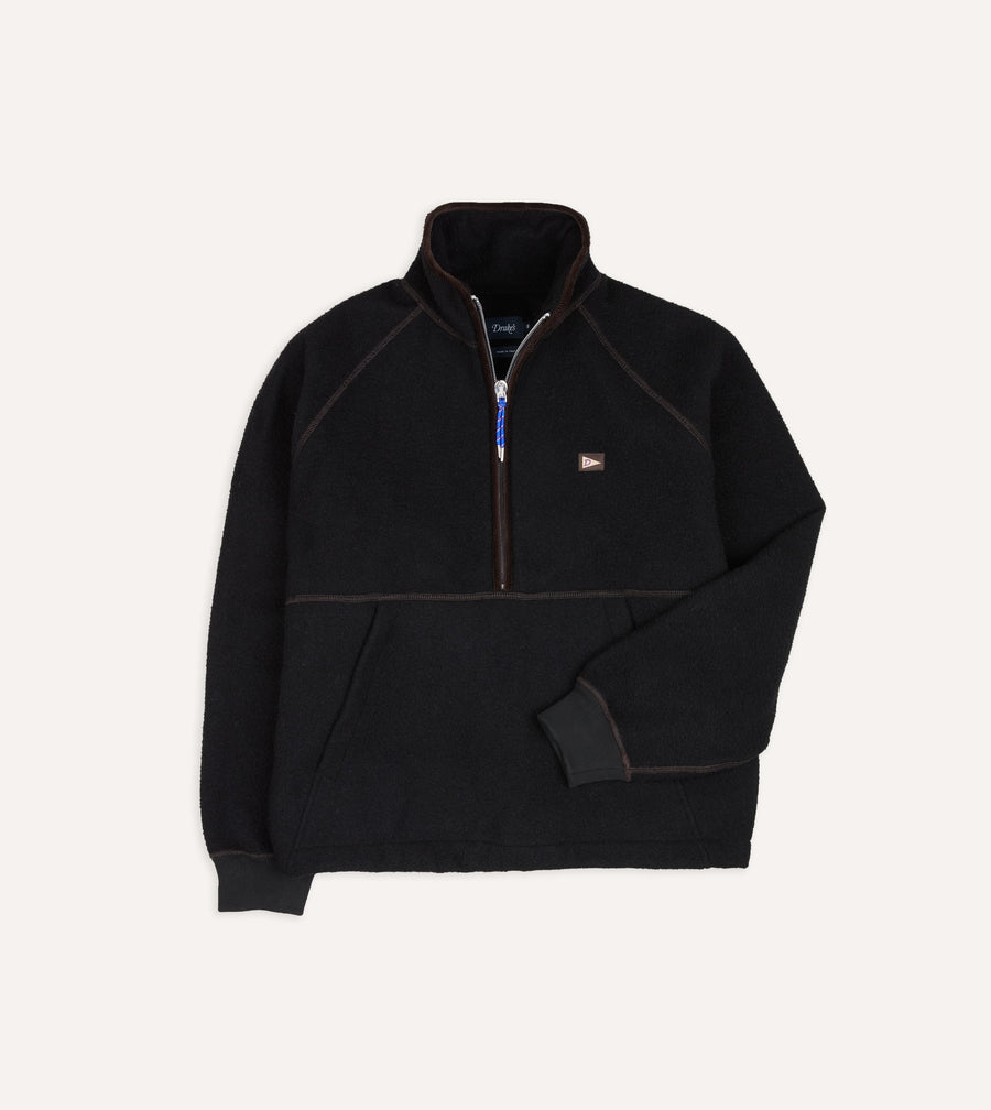 Black Casentino Wool Half-Zip Pullover Fleece