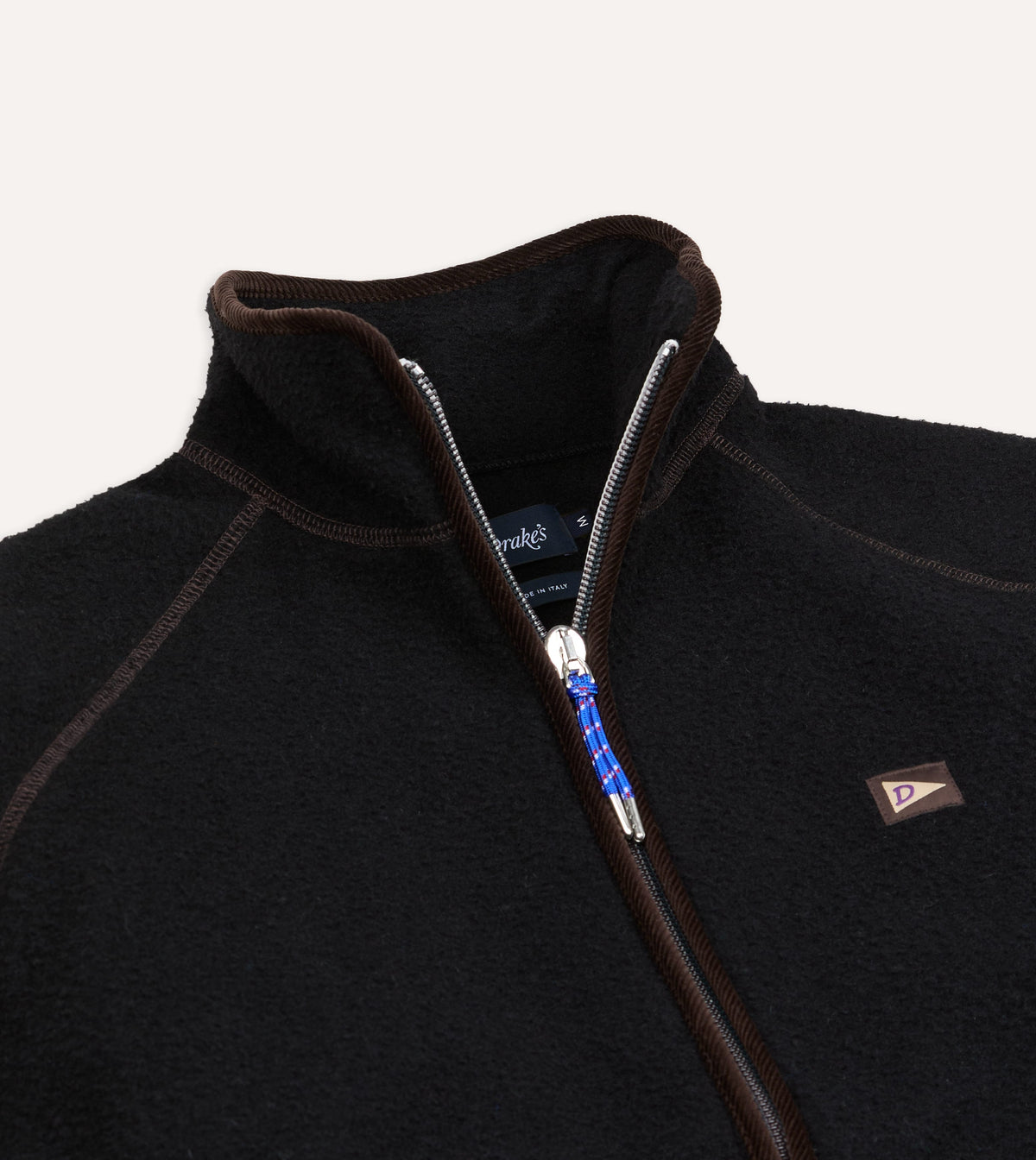 Black Casentino Wool Half-Zip Pullover Fleece