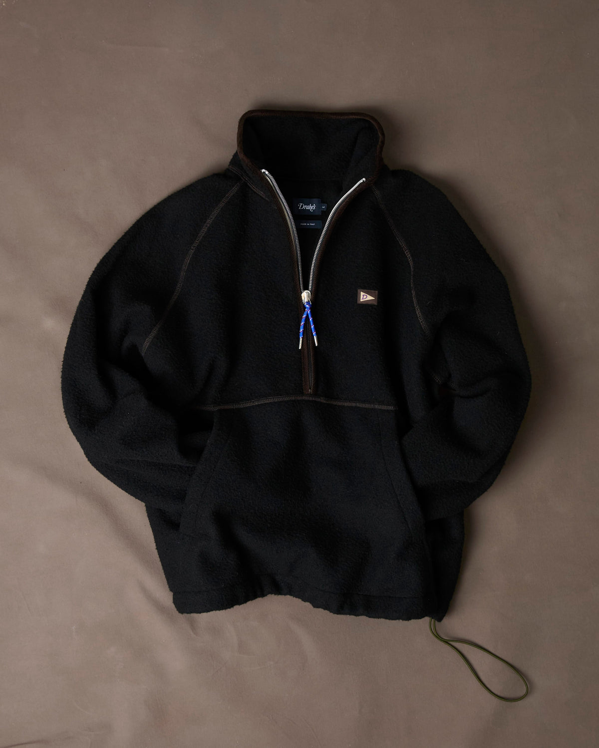 Black Casentino Wool Half-Zip Pullover Fleece