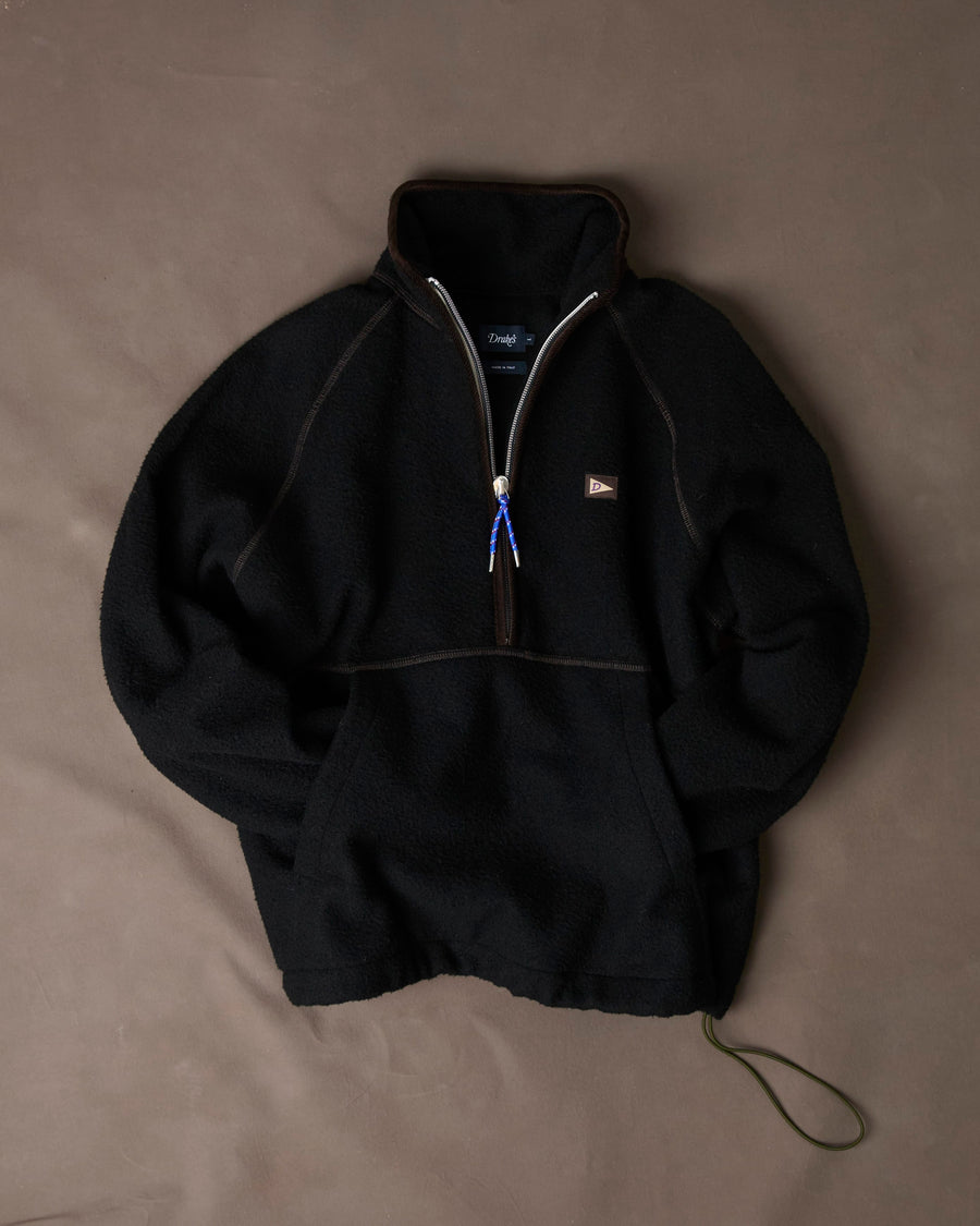 Black Casentino Wool Half-Zip Pullover Fleece