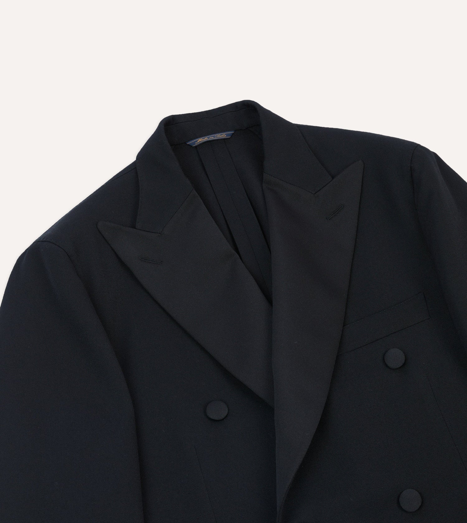 Black Barathea Wool Double-Breasted Dinner Jacket