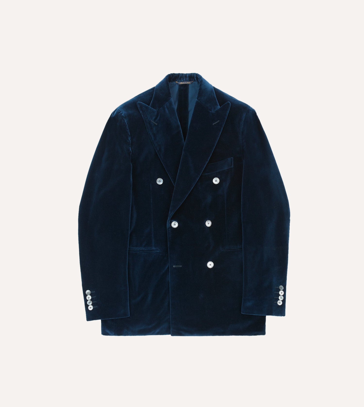 Blue Velvet Double-Breasted Tailored Jacket