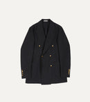 Navy Wool-Mohair Double-Breasted Travel Blazer