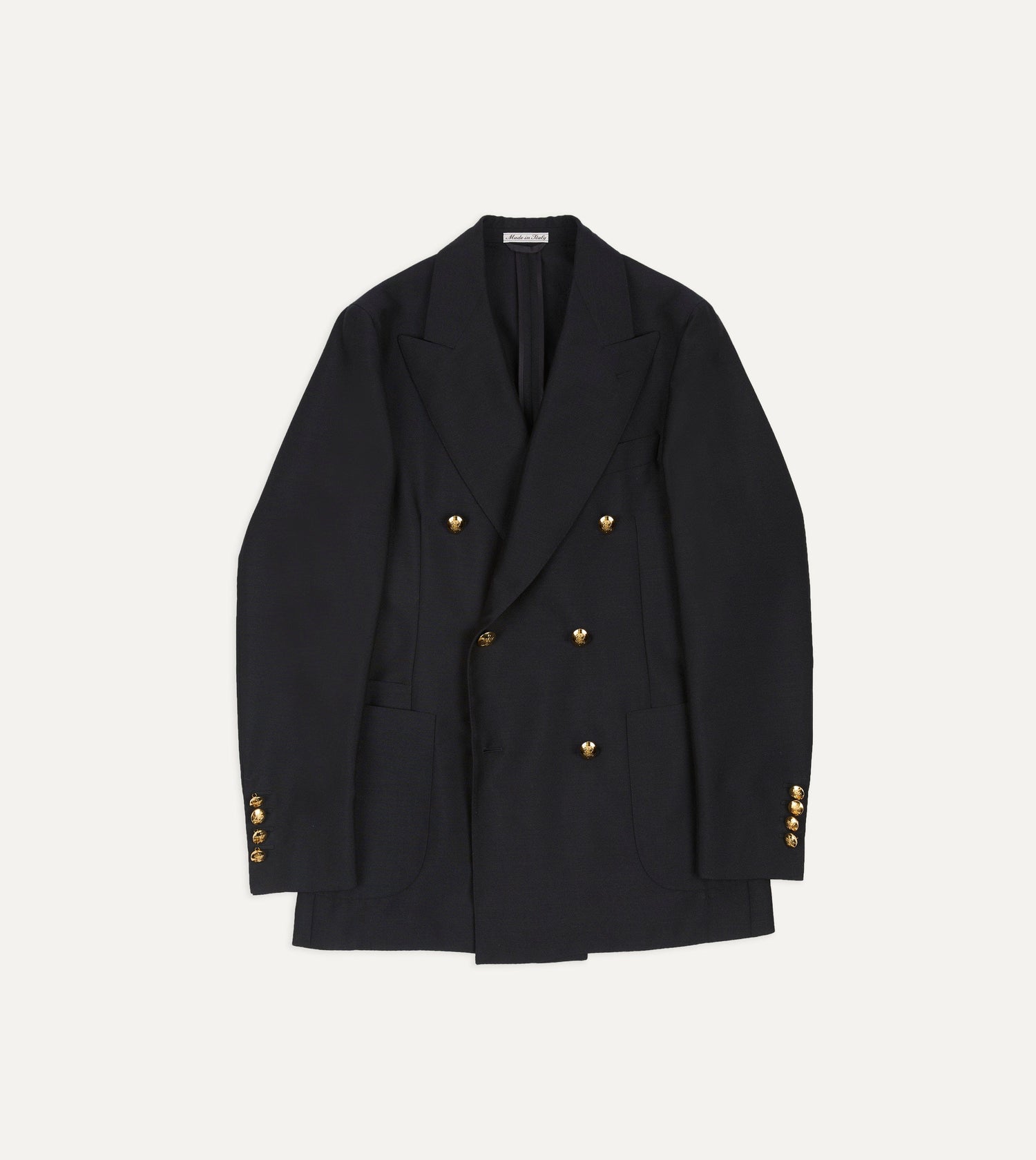 Navy Wool-Mohair Double-Breasted Travel Blazer