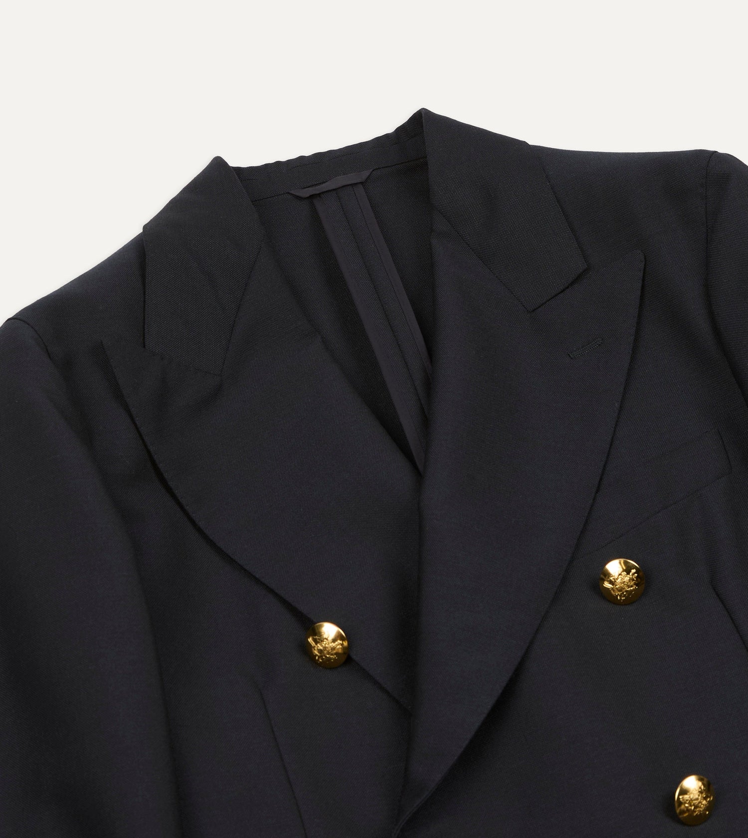 Navy Wool-Mohair Double-Breasted Travel Blazer