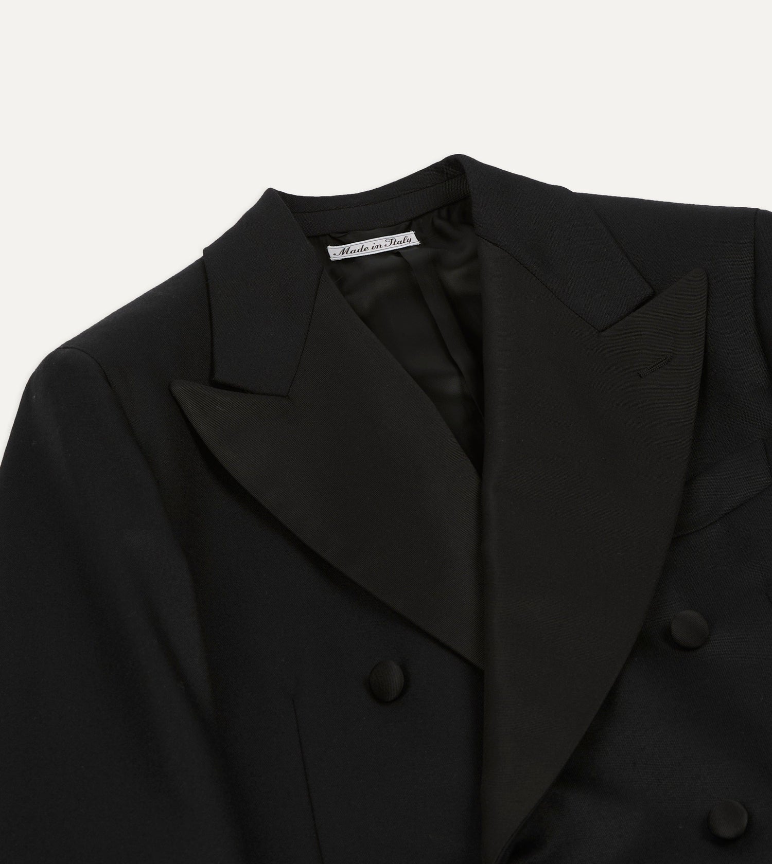 Black Barathea Wool Double-Breasted Dinner Jacket