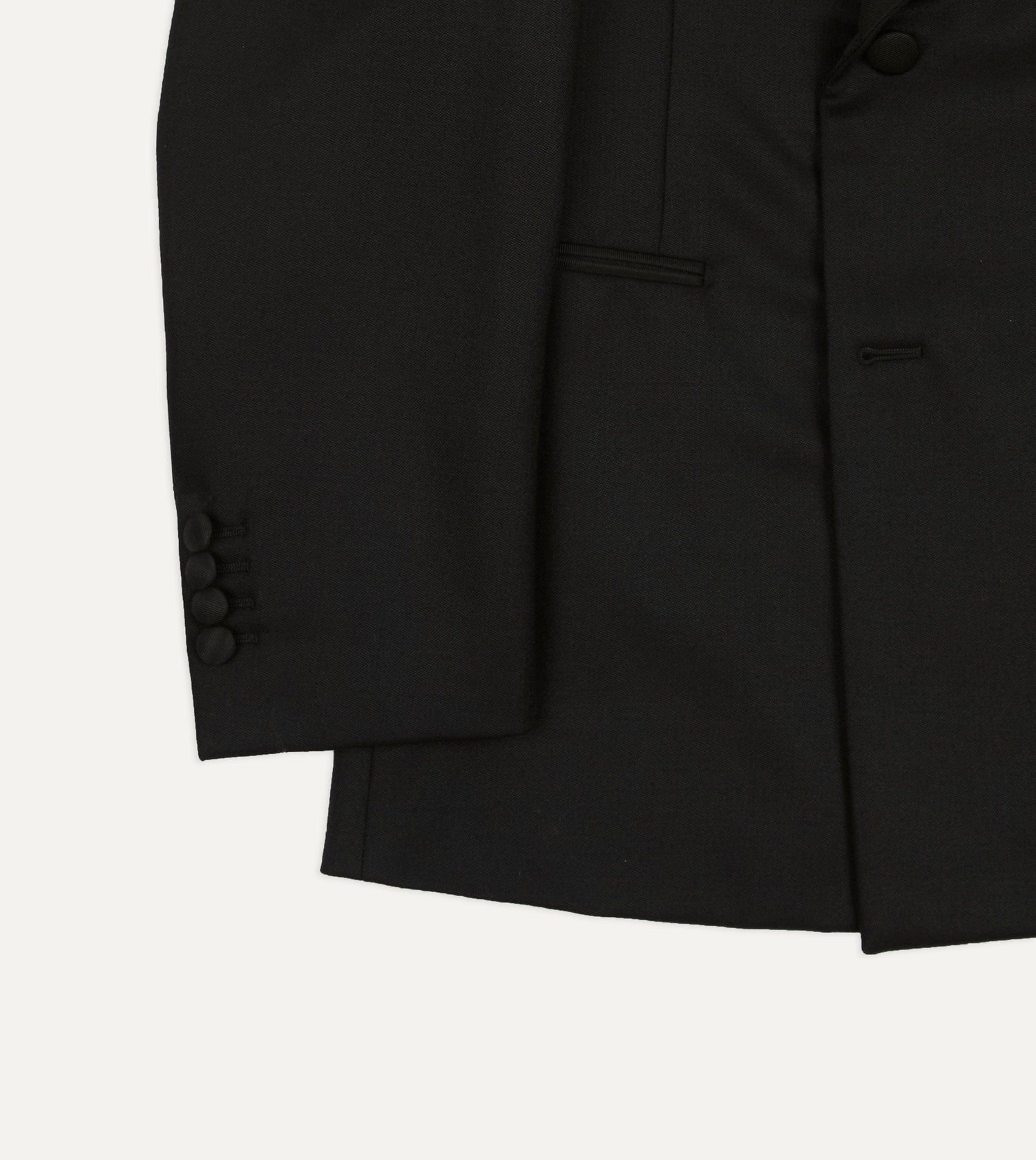 Black Barathea Wool Double-Breasted Dinner Jacket