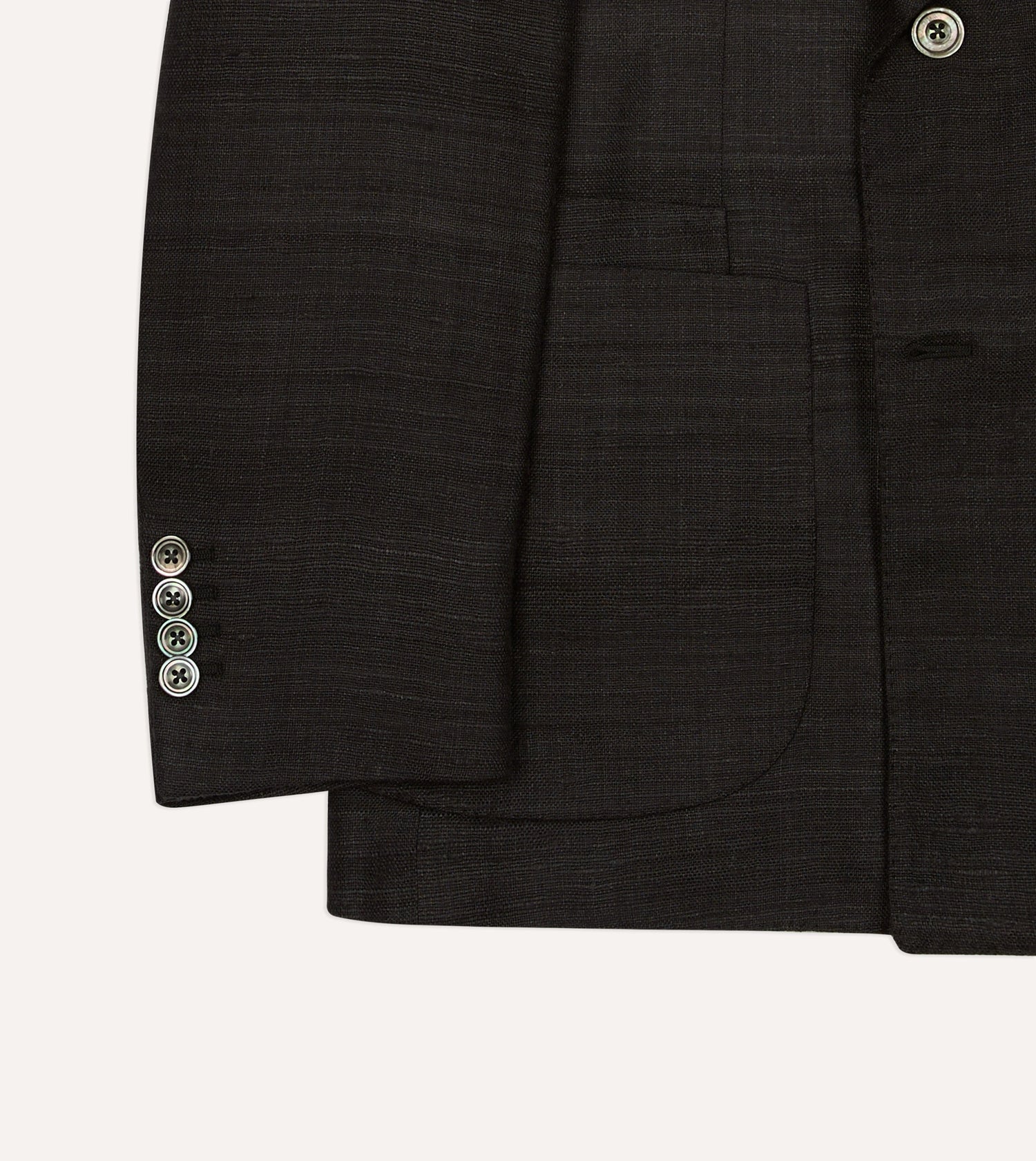 Black Tussah Silk Double-Breasted Evening Jacket