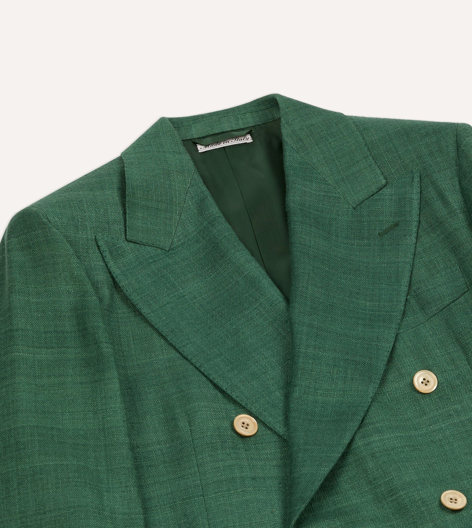 Green Tussah Silk Double-Breasted Evening Jacket