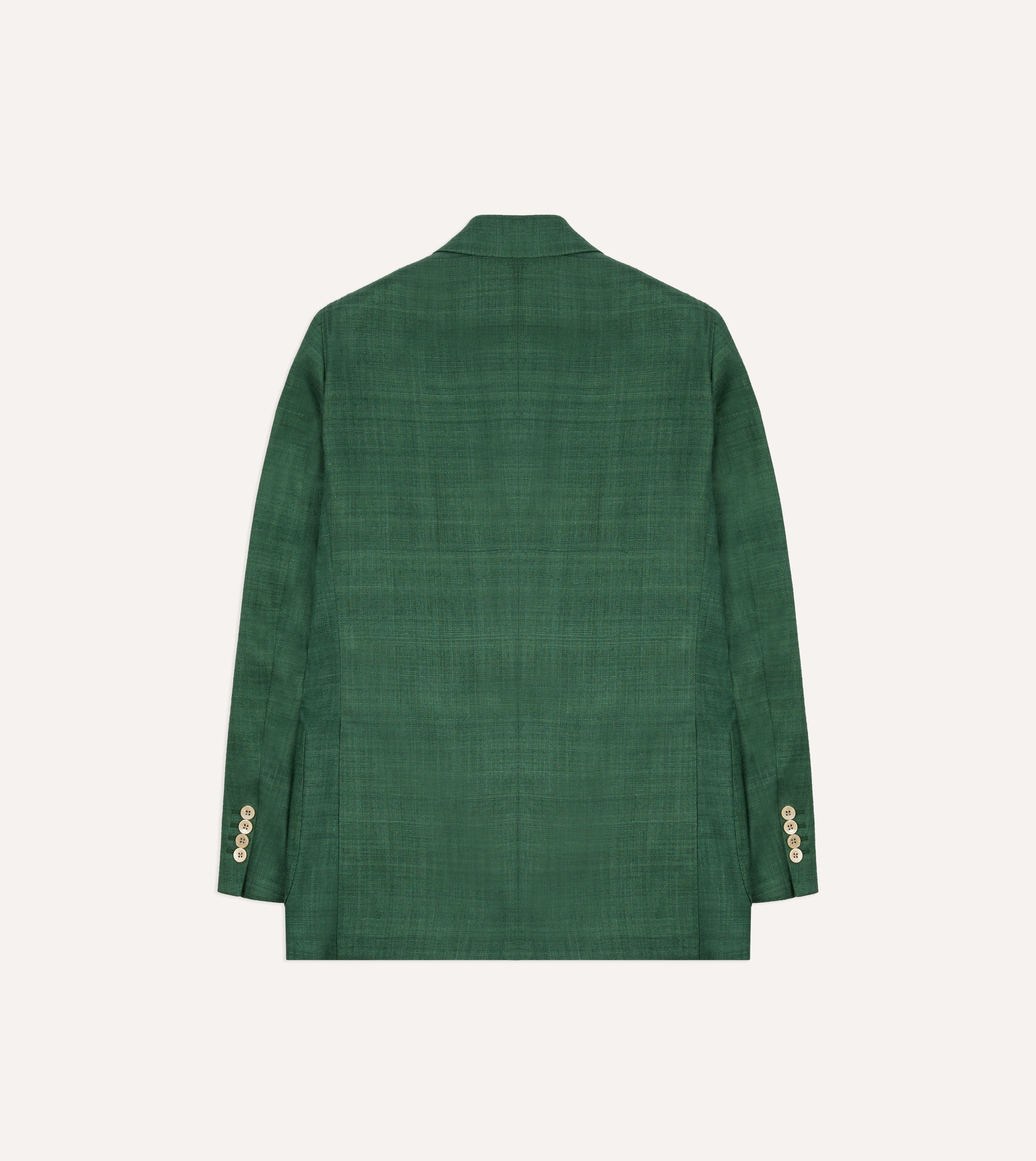 Green Tussah Silk Double-Breasted Evening Jacket