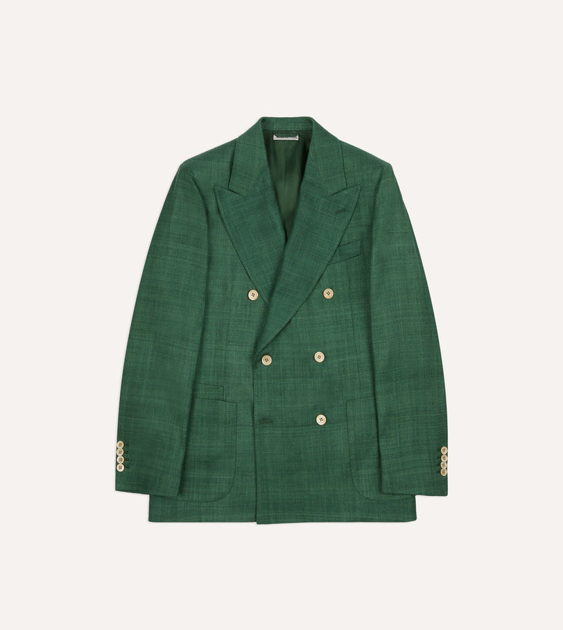 Green Tussah Silk Double-Breasted Evening Jacket