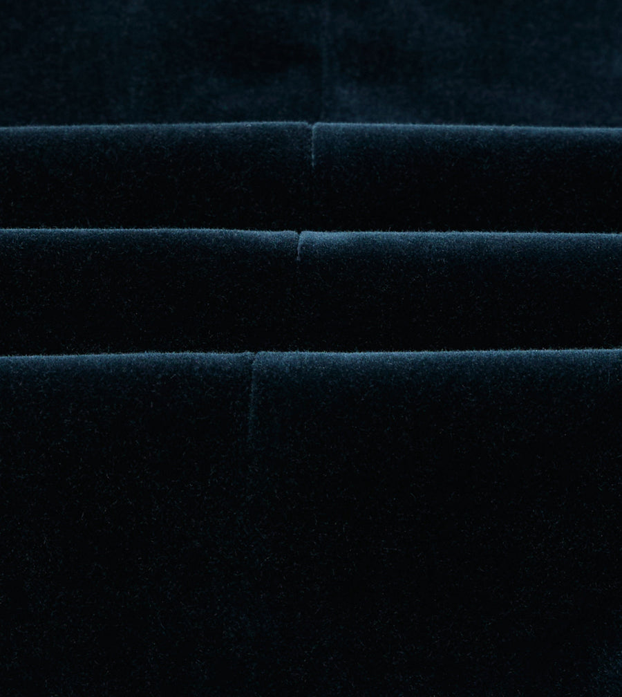 Navy Velvet Double-Breasted Blazer