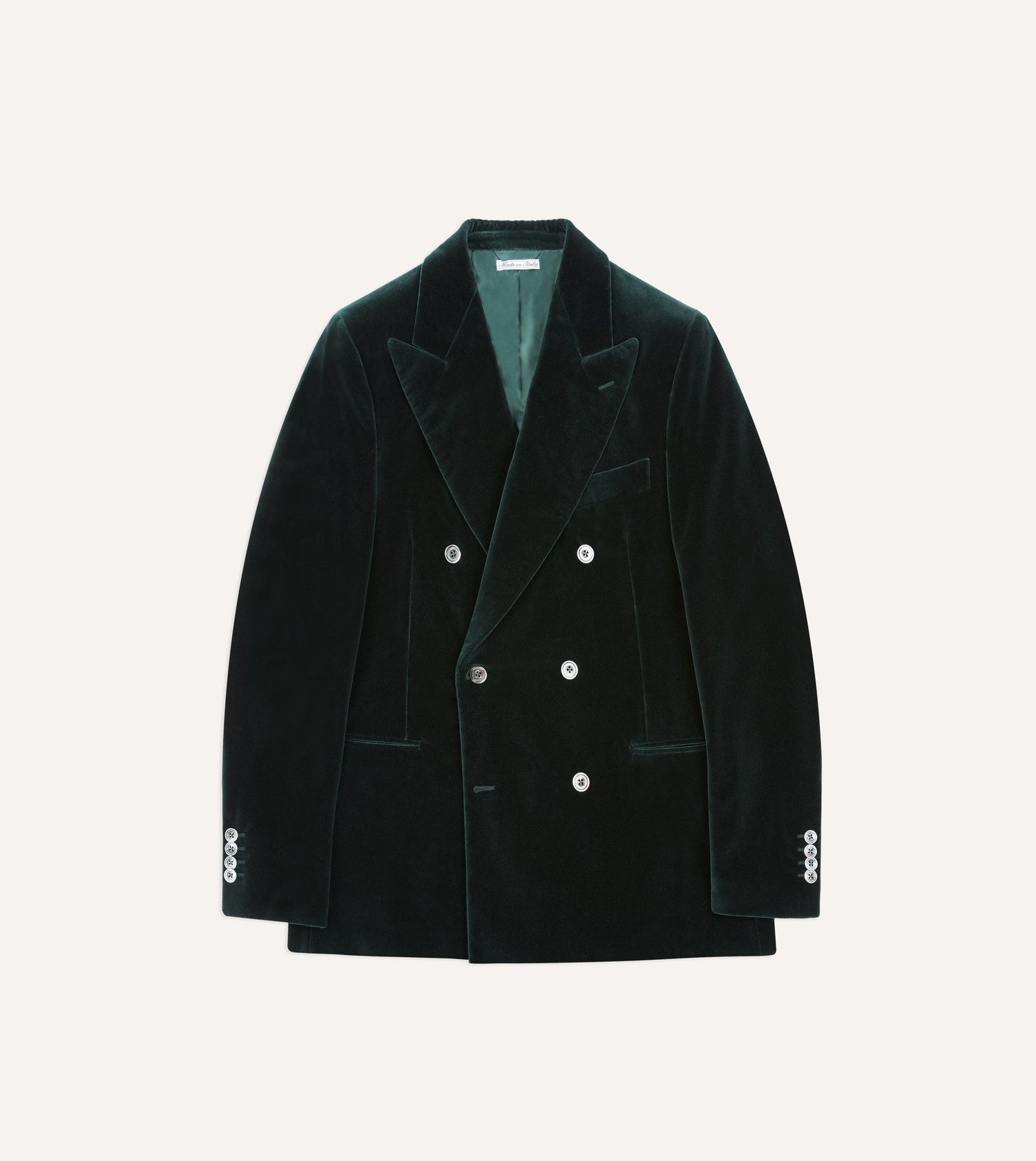 Green Velvet Double-Breasted Blazer