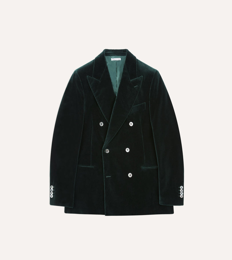 Green Velvet Double-Breasted Blazer