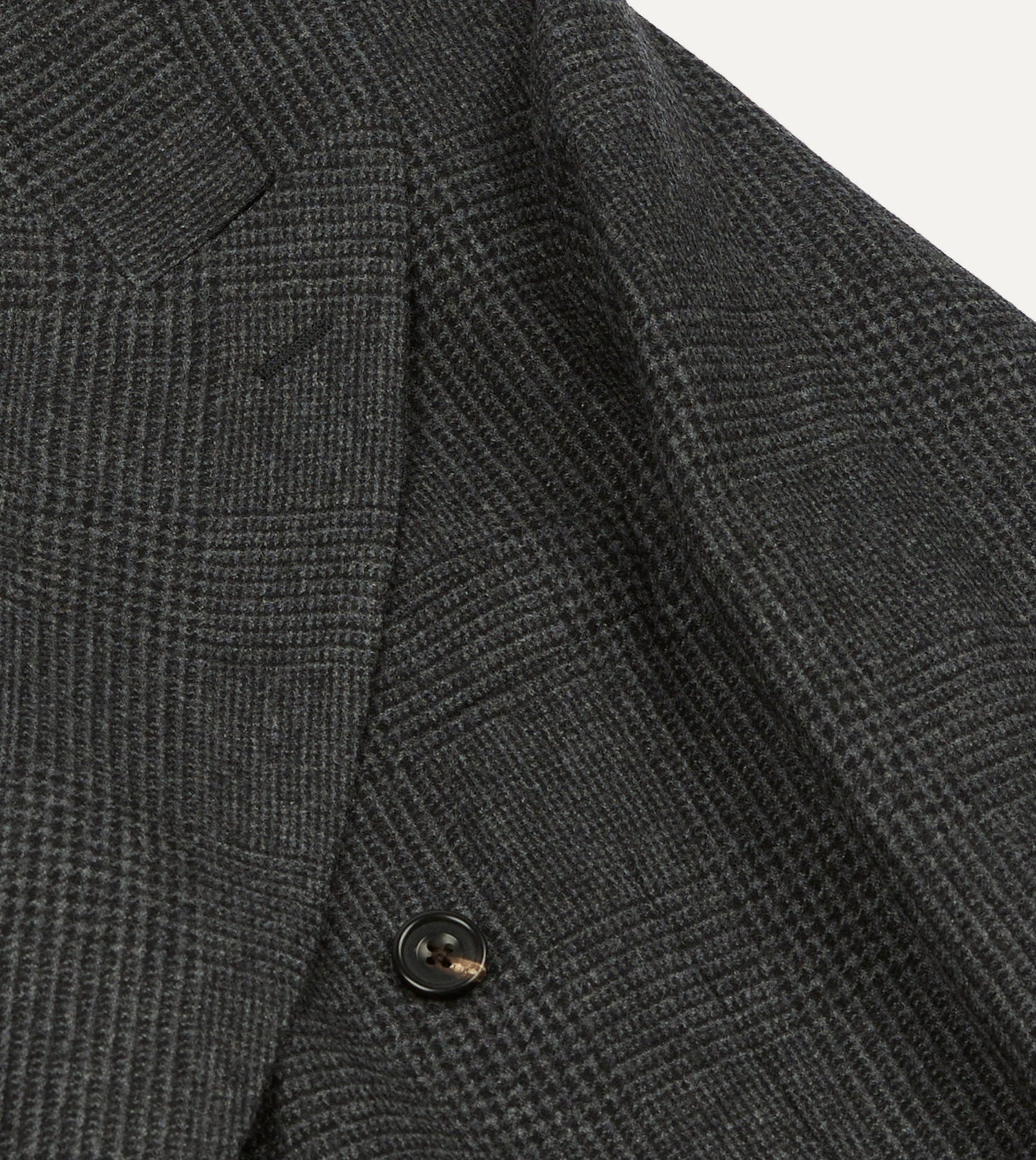 Grey Prince of Wales Check Wool Flannel Double-Breasted Tailored Jacket