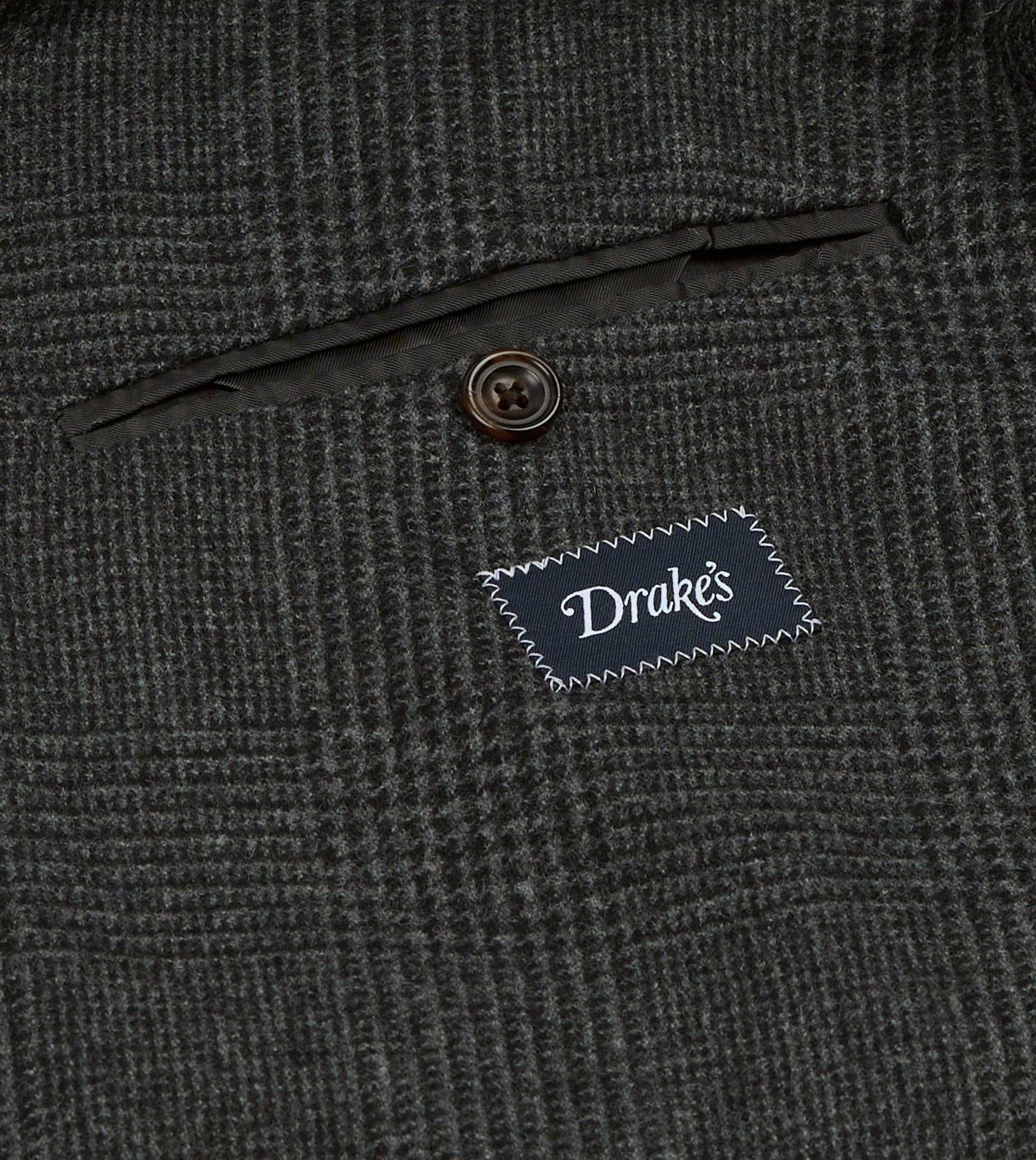 Grey Prince of Wales Check Wool Flannel Double-Breasted Tailored Jacket
