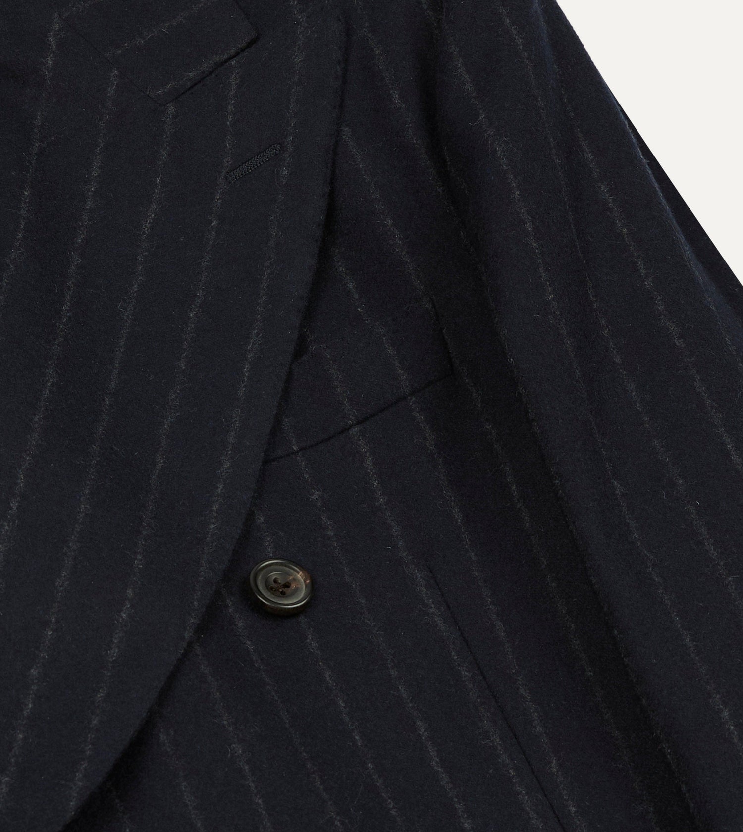 Navy Chalkstripe Wool Flannel Double-Breasted Tailored Jacket