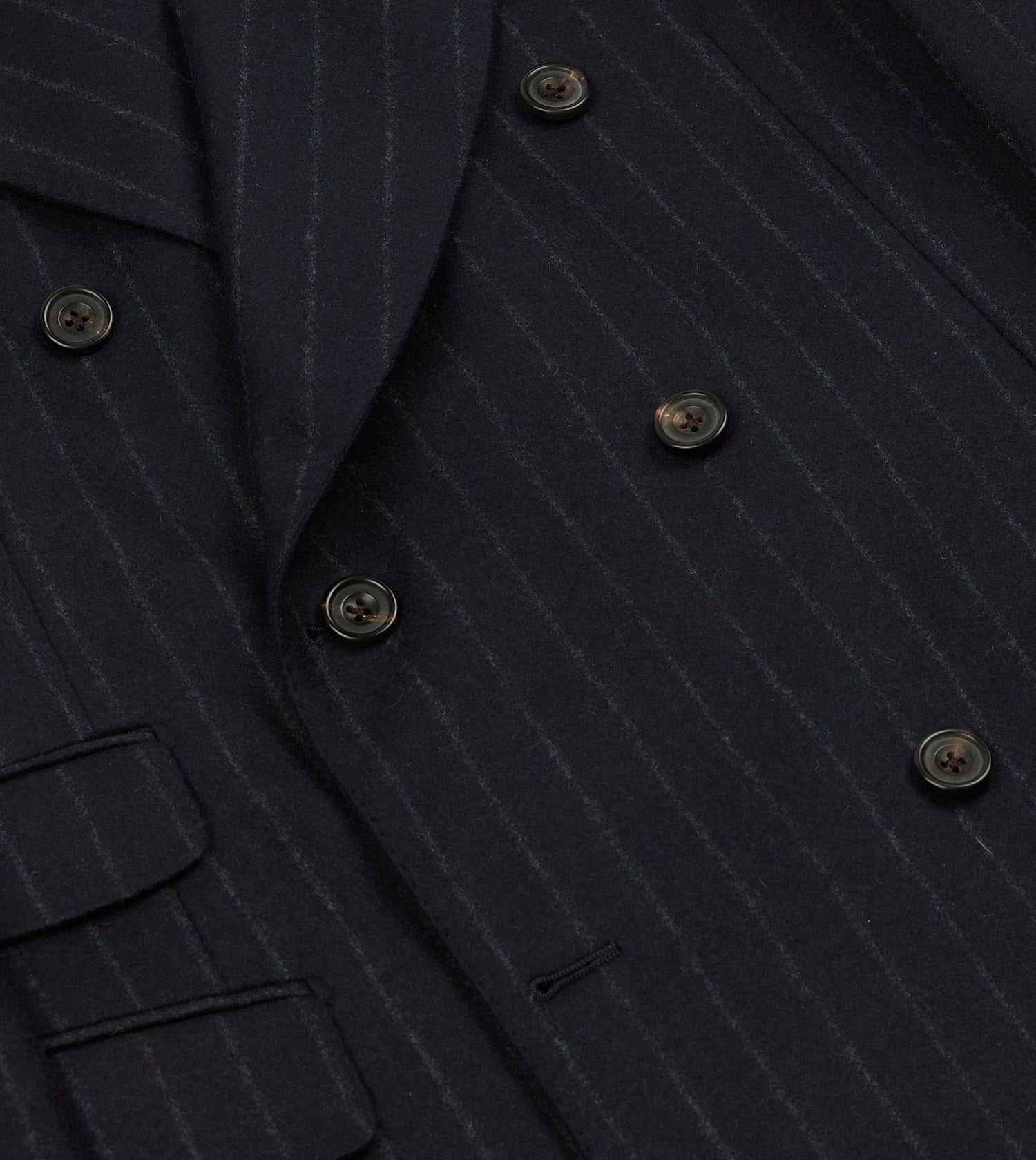 Navy Chalkstripe Wool Flannel Double-Breasted Tailored Jacket