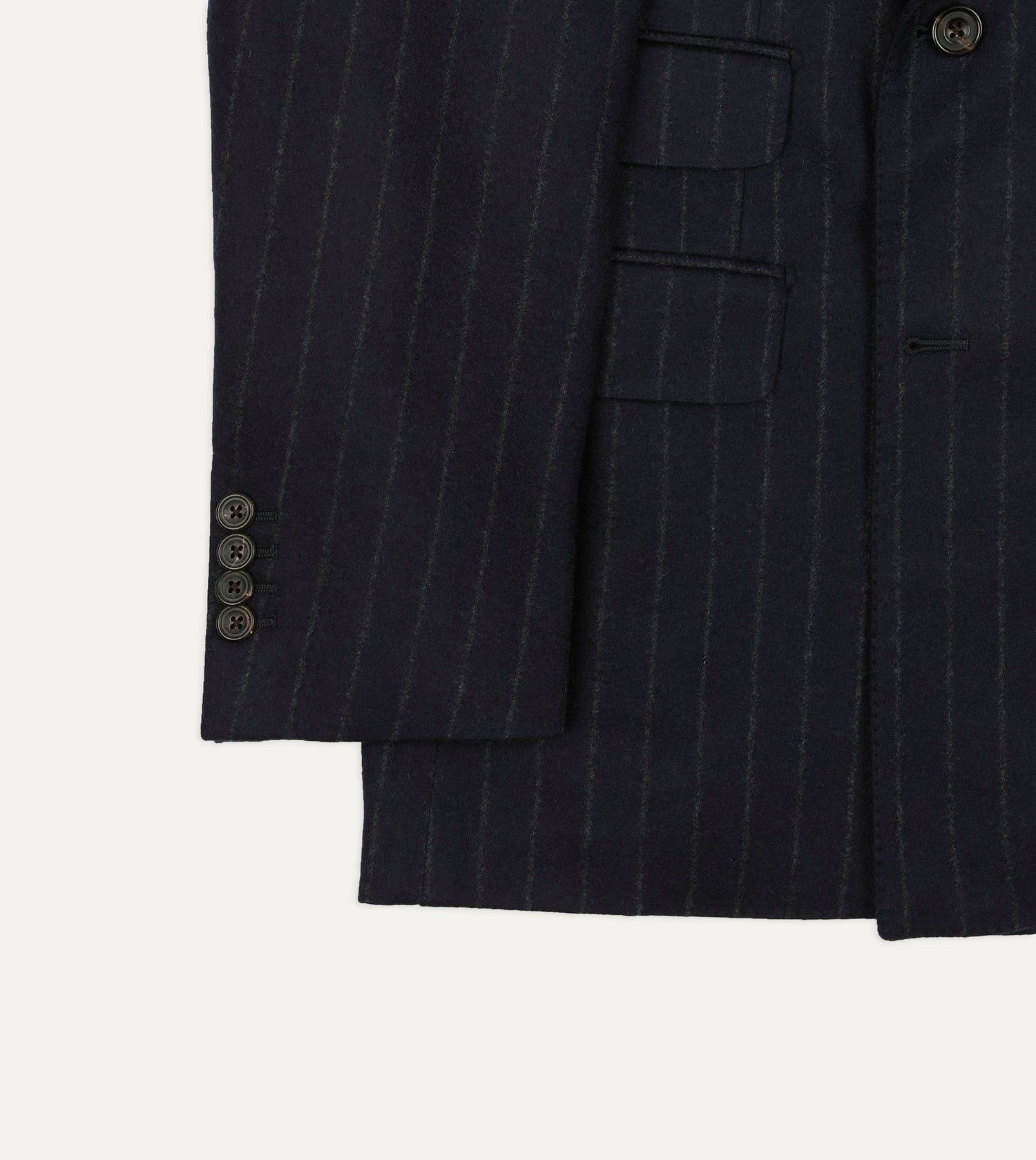 Navy Chalkstripe Wool Flannel Double-Breasted Tailored Jacket