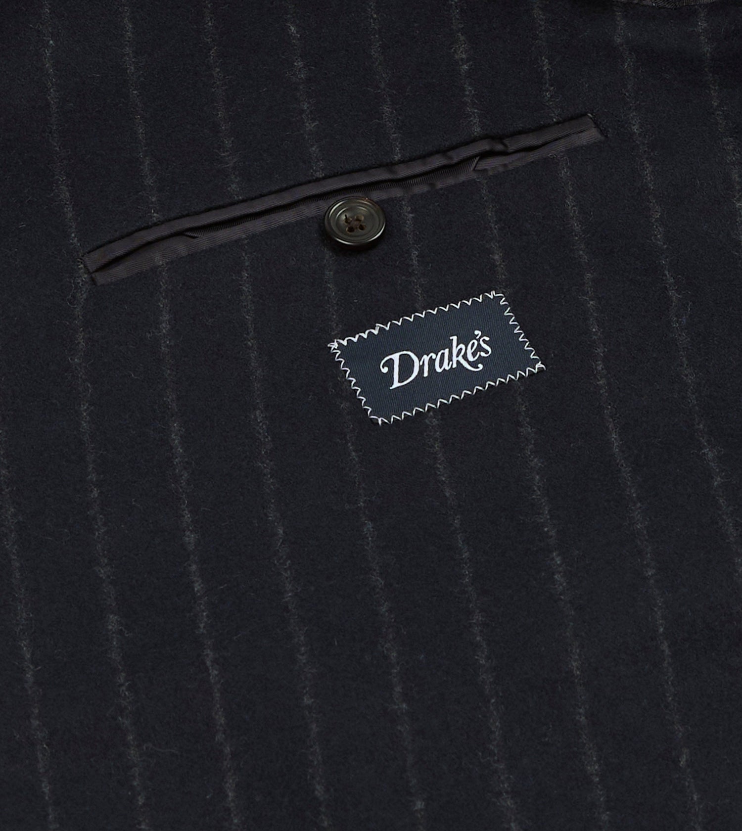 Navy Chalkstripe Wool Flannel Double-Breasted Tailored Jacket