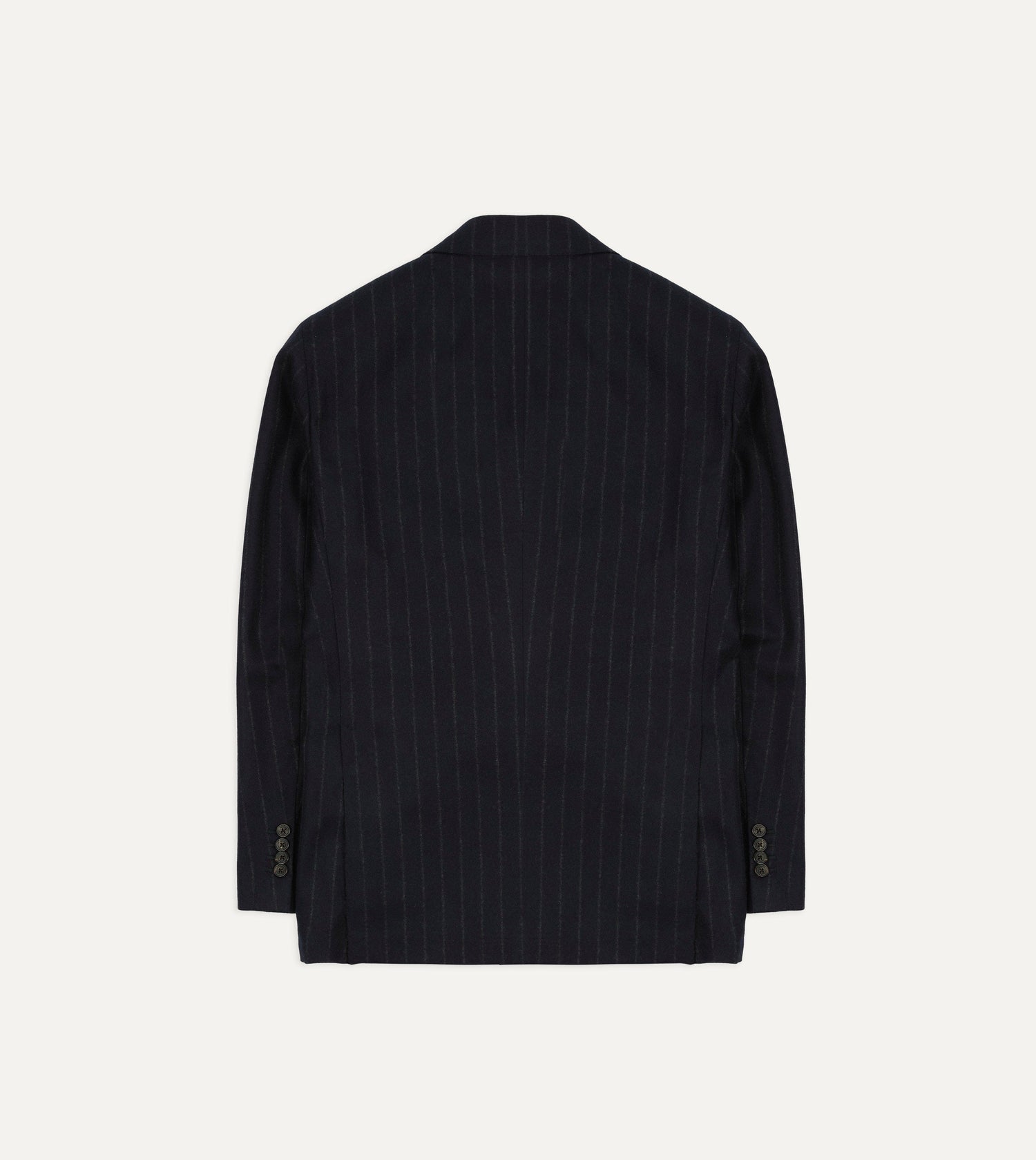 Navy Chalkstripe Wool Flannel Double-Breasted Tailored Jacket