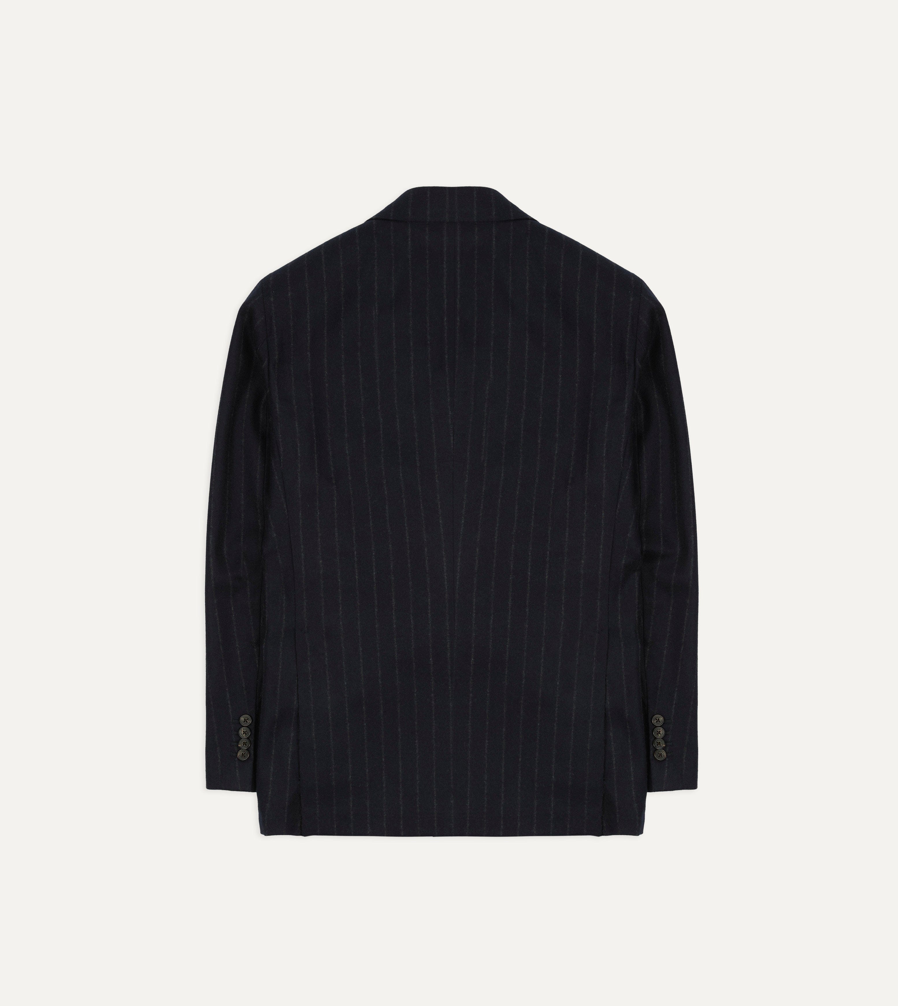 Navy Chalkstripe Wool Flannel Double-Breasted Tailored Jacket