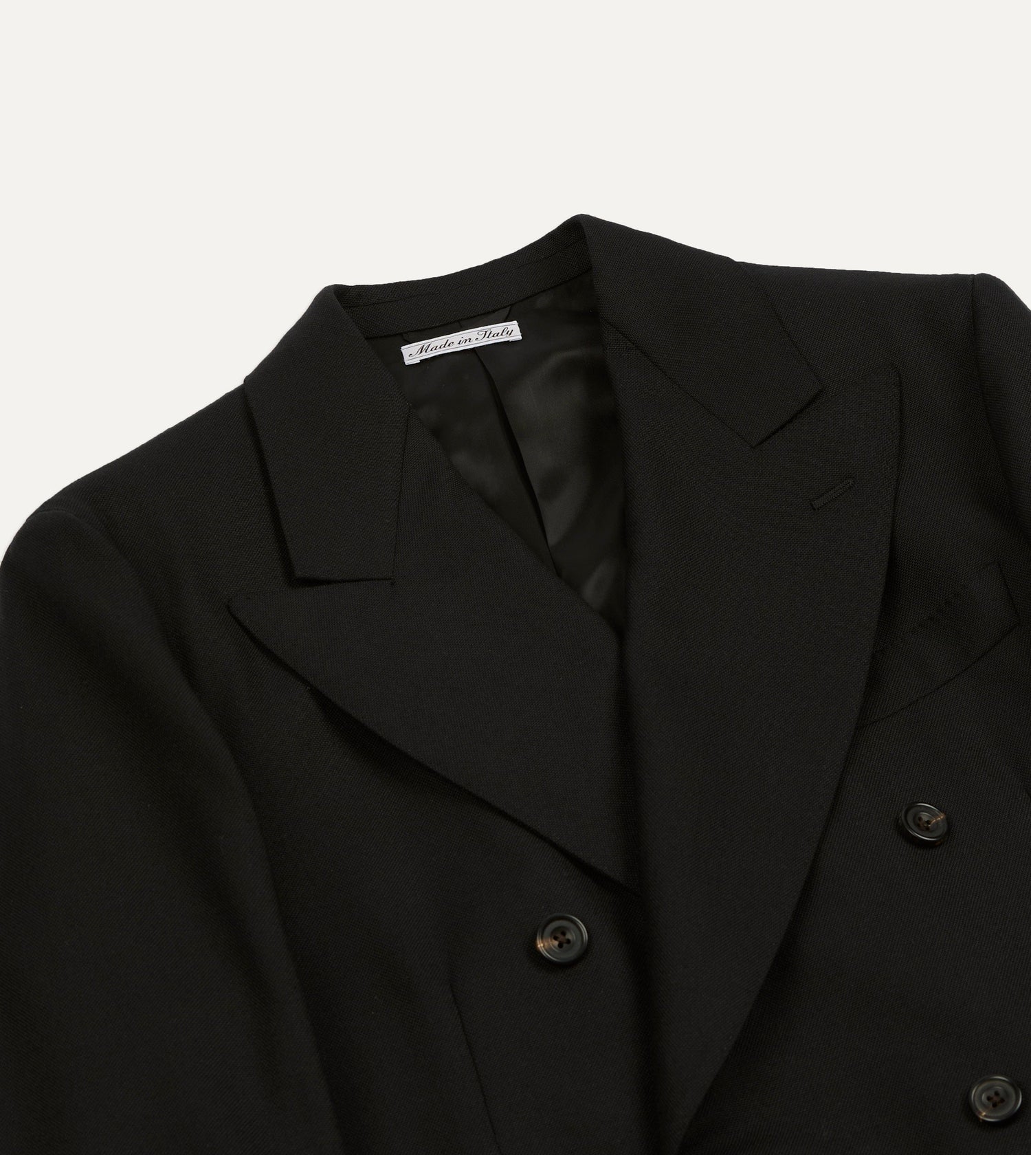 Black Fresco® Wool Double-Breasted Tailored Jacket
