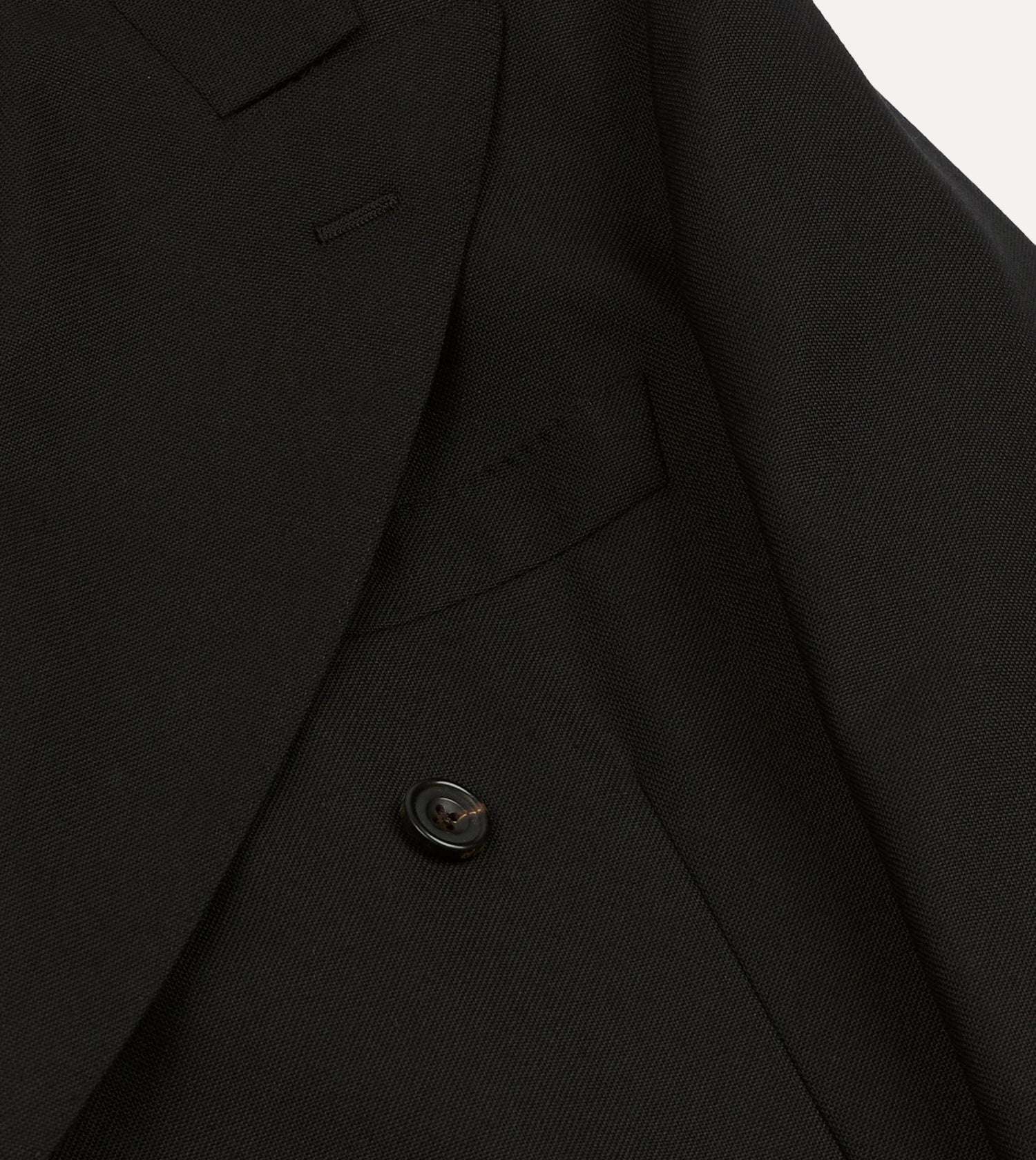 Black Fresco® Wool Double-Breasted Tailored Jacket