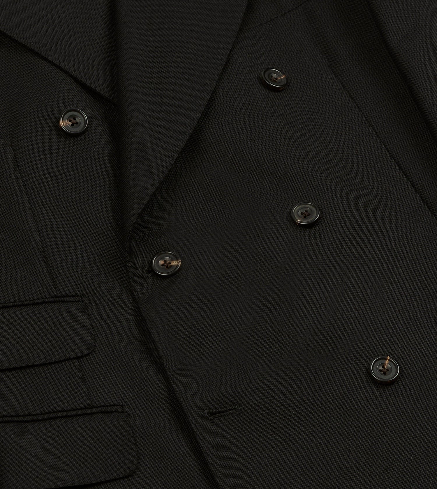 Black Fresco® Wool Double-Breasted Tailored Jacket