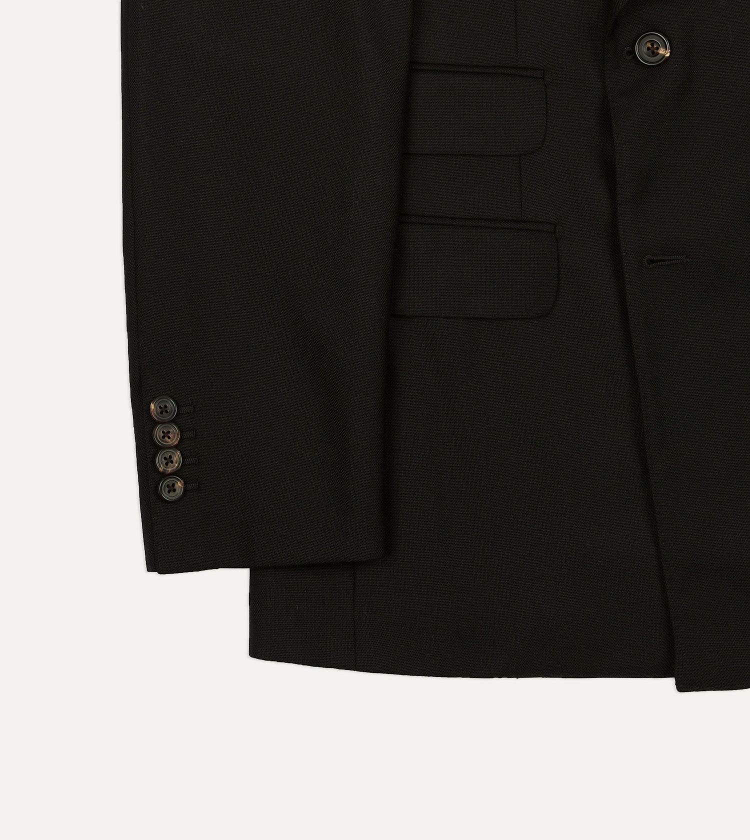 Black Fresco® Wool Double-Breasted Tailored Jacket