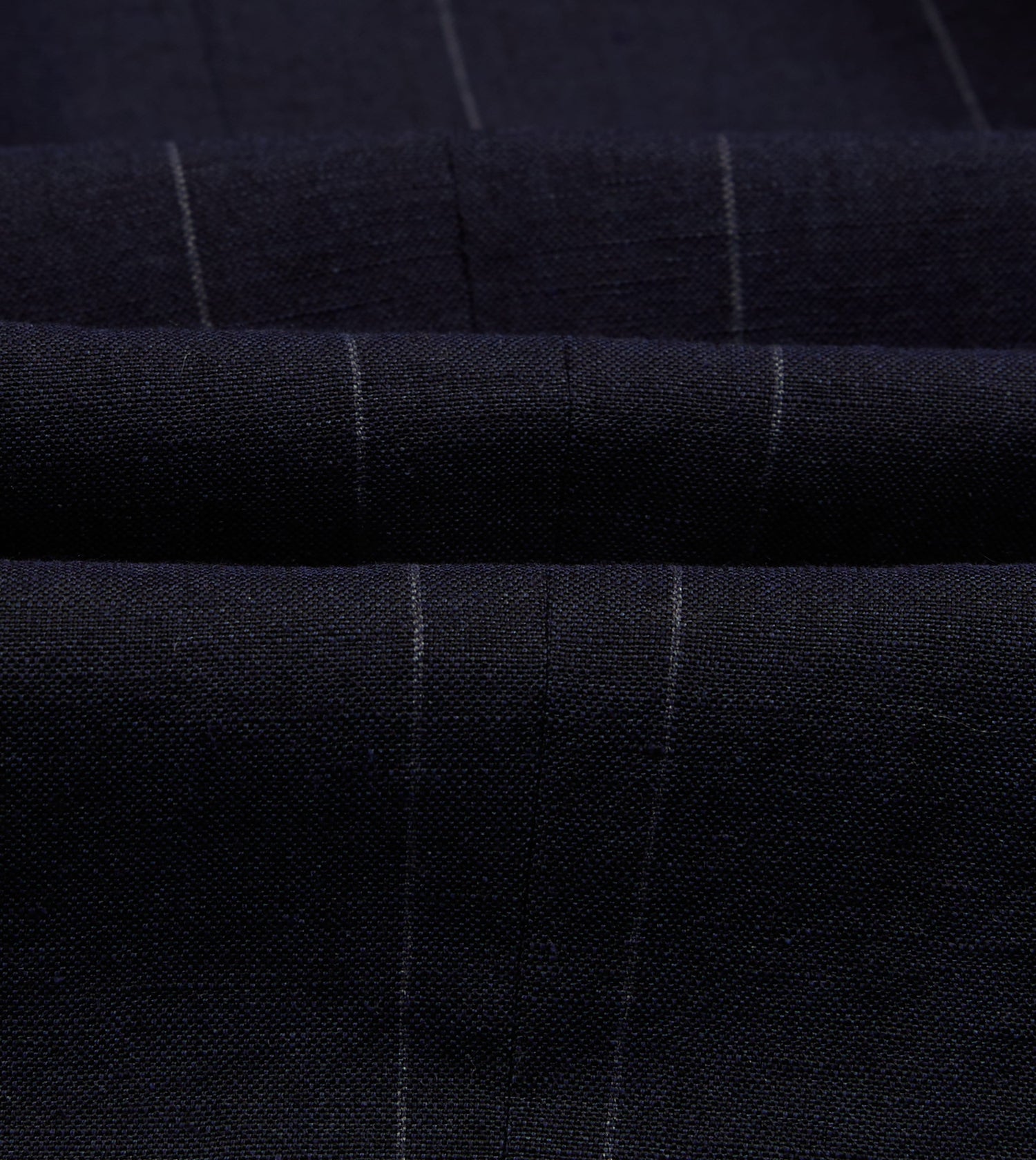 Navy Pinstripe Wool-Linen Double-Breasted Tailored Jacket