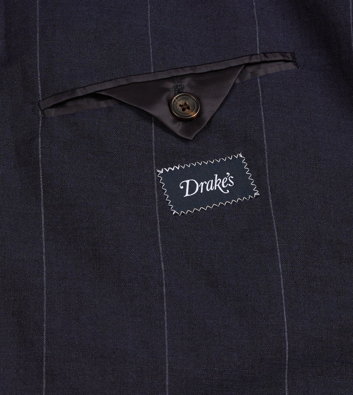 Navy Pinstripe Wool-Linen Double-Breasted Tailored Jacket