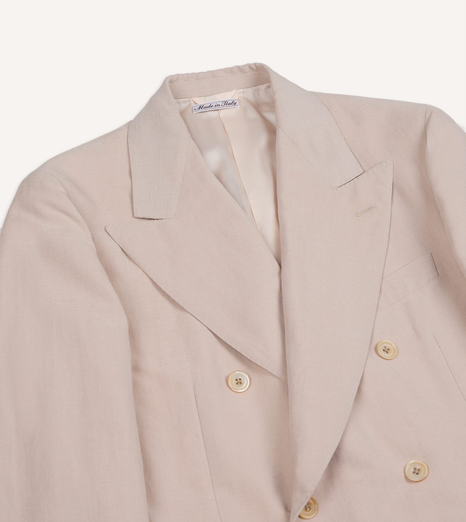 Pink Tussah Silk-Linen Double-Breasted Tailored Jacket