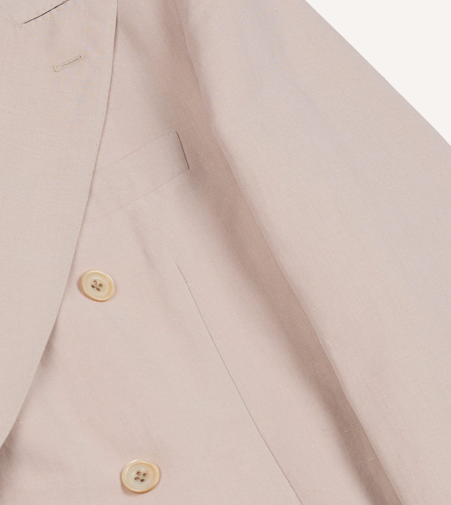 Pink Tussah Silk-Linen Double-Breasted Tailored Jacket
