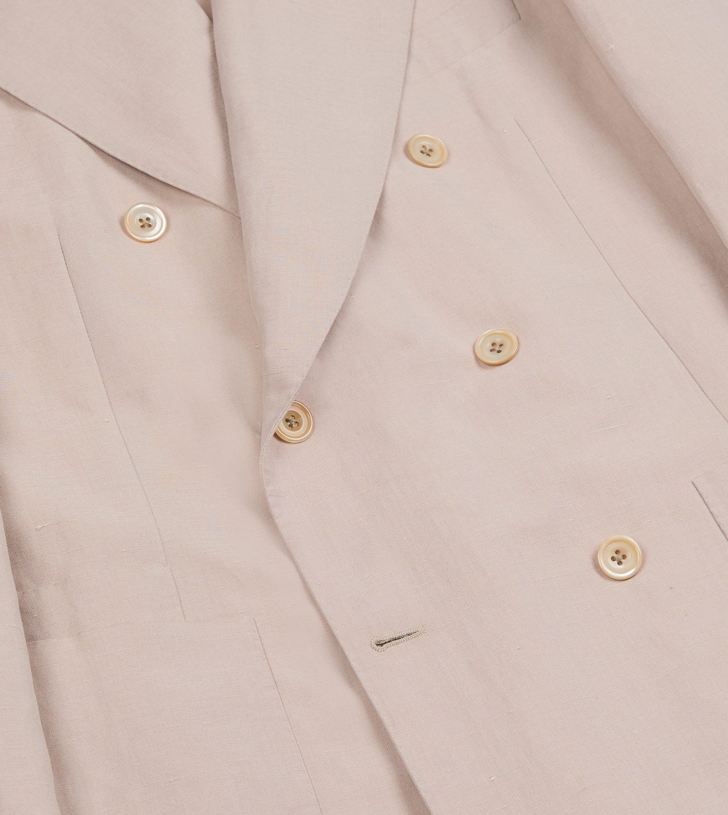 Pink Tussah Silk-Linen Double-Breasted Tailored Jacket