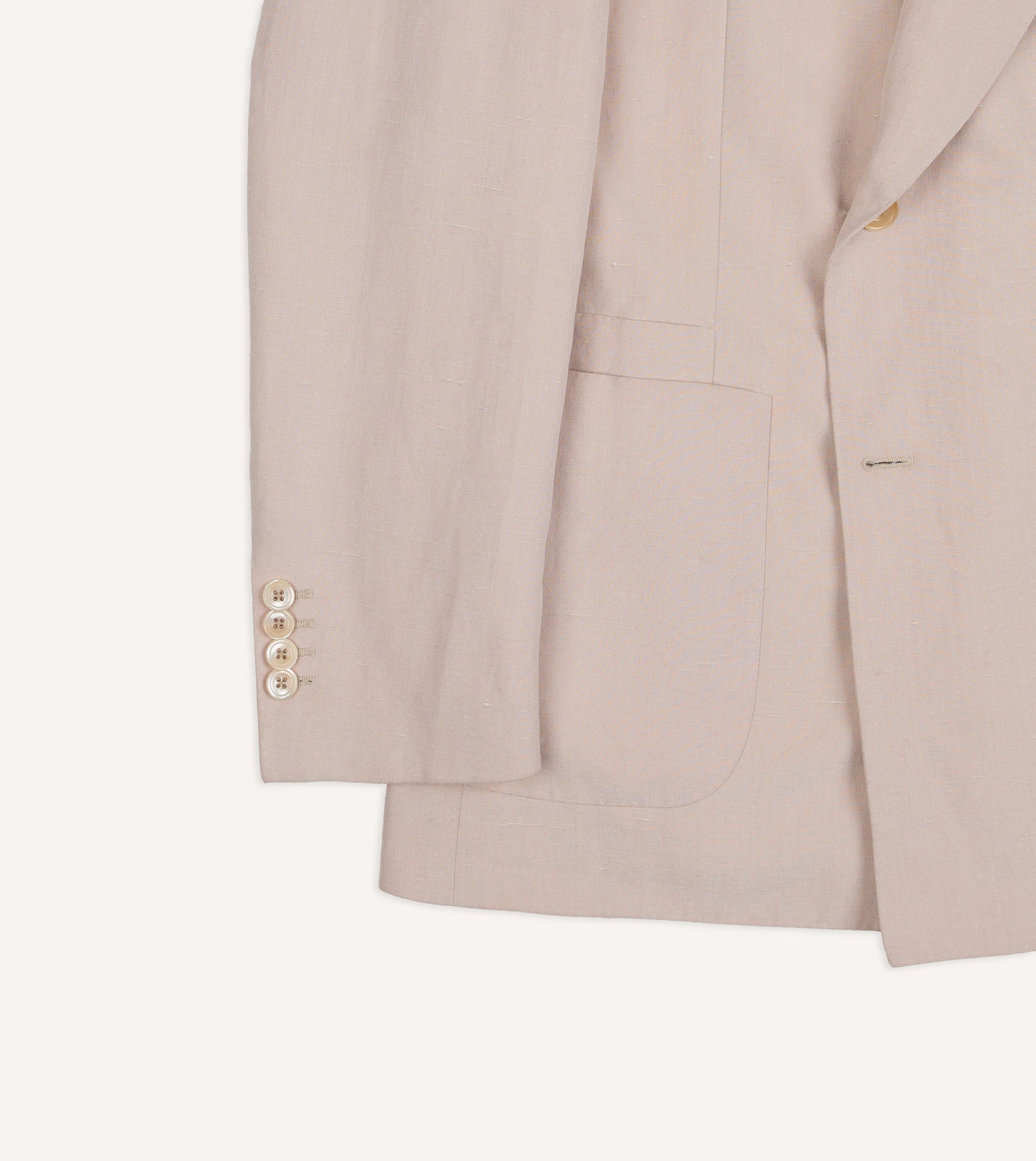 Pink Tussah Silk-Linen Double-Breasted Tailored Jacket