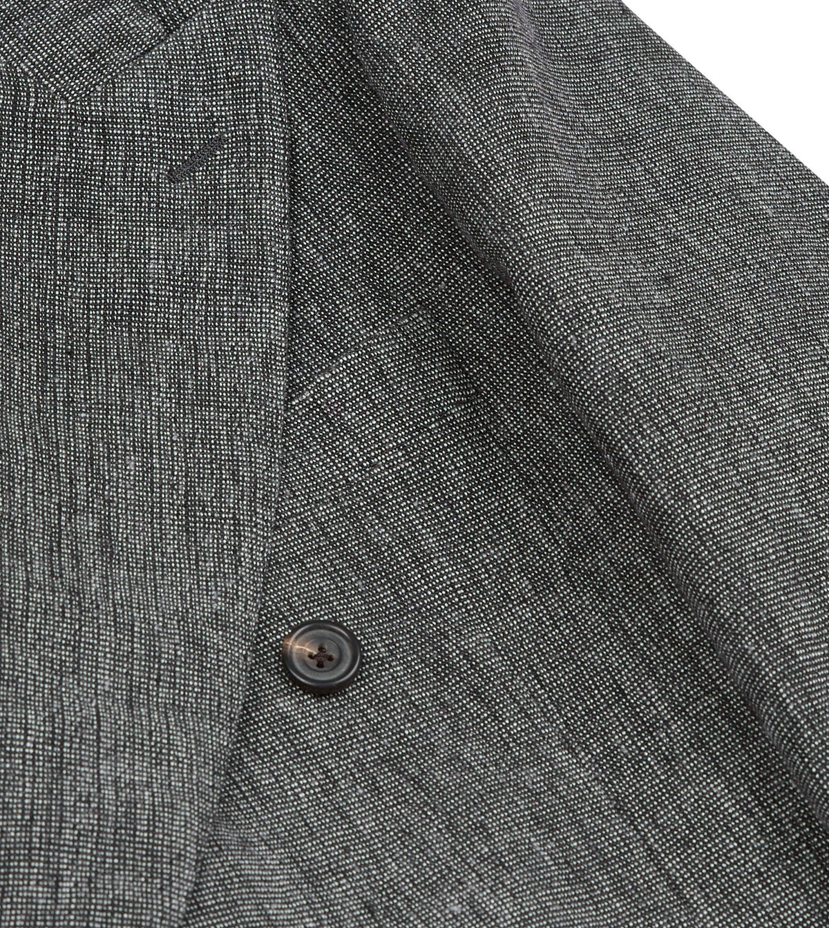 Grey Nailhead Linen-Wool Double-Breasted Tailored Jacket