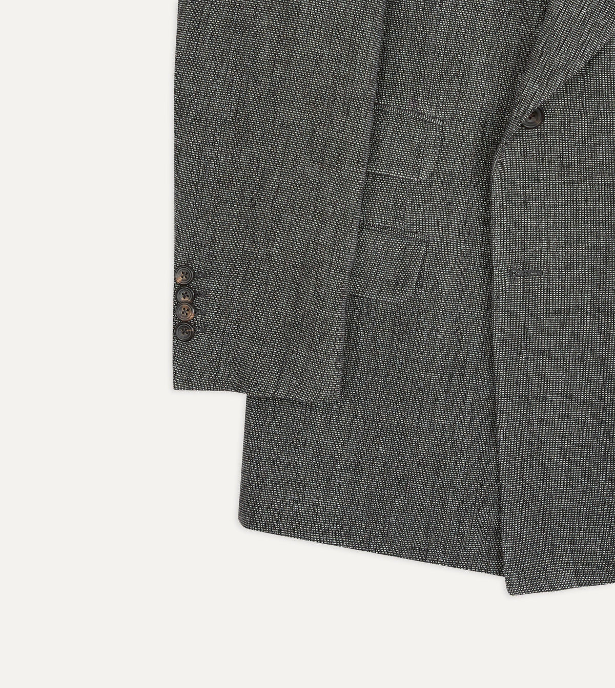 Grey Nailhead Linen-Wool Double-Breasted Tailored Jacket