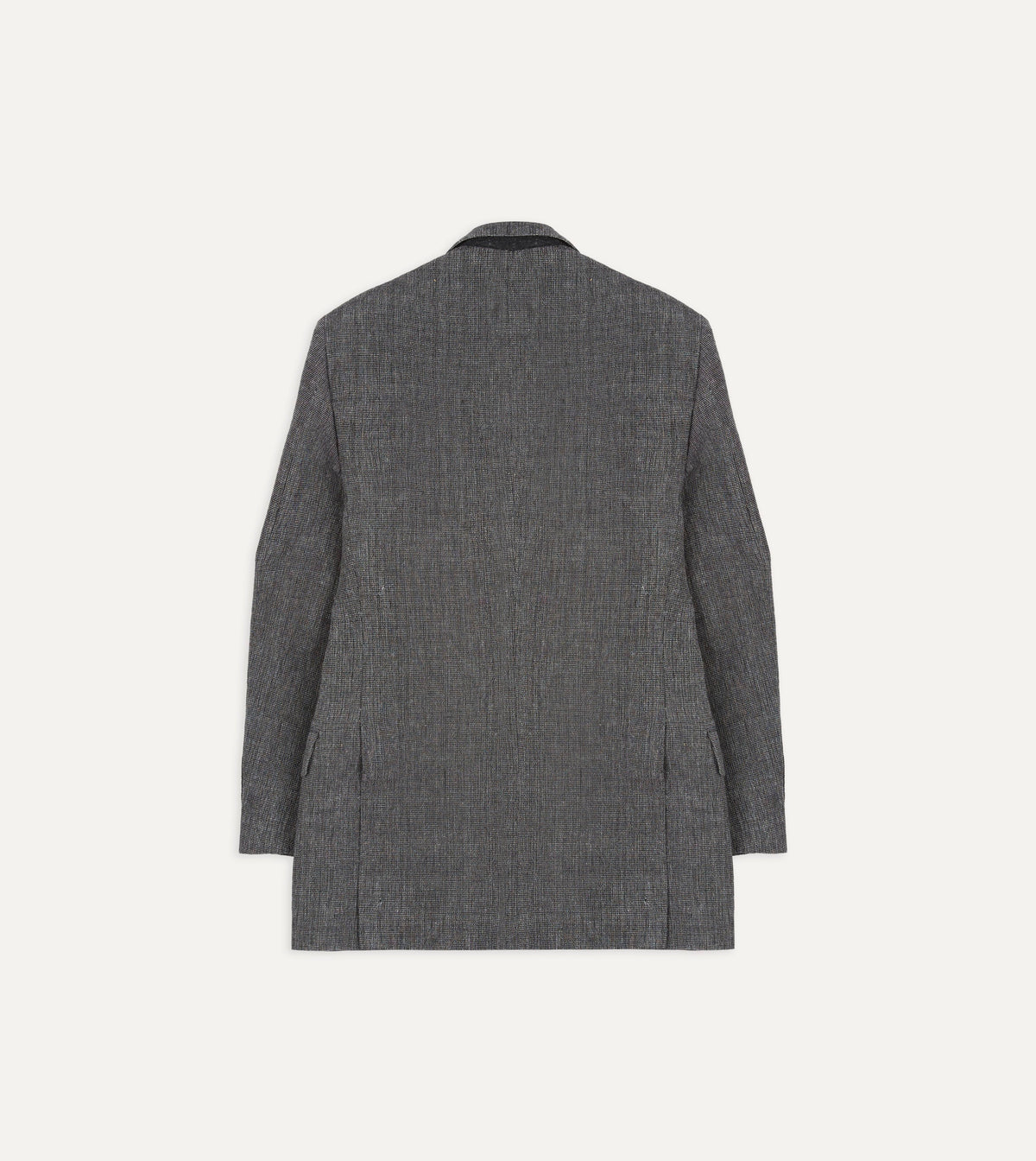 Grey Nailhead Linen-Wool Double-Breasted Tailored Jacket