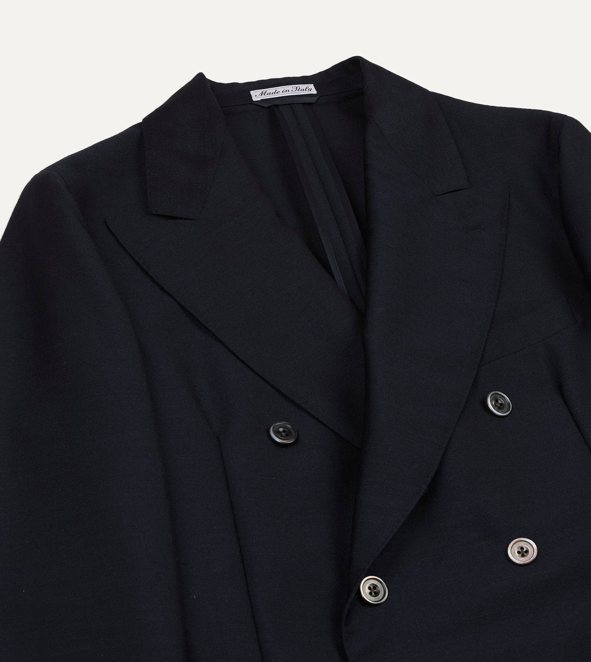 Navy Wool-Mohair Double-Breasted Travel Blazer
